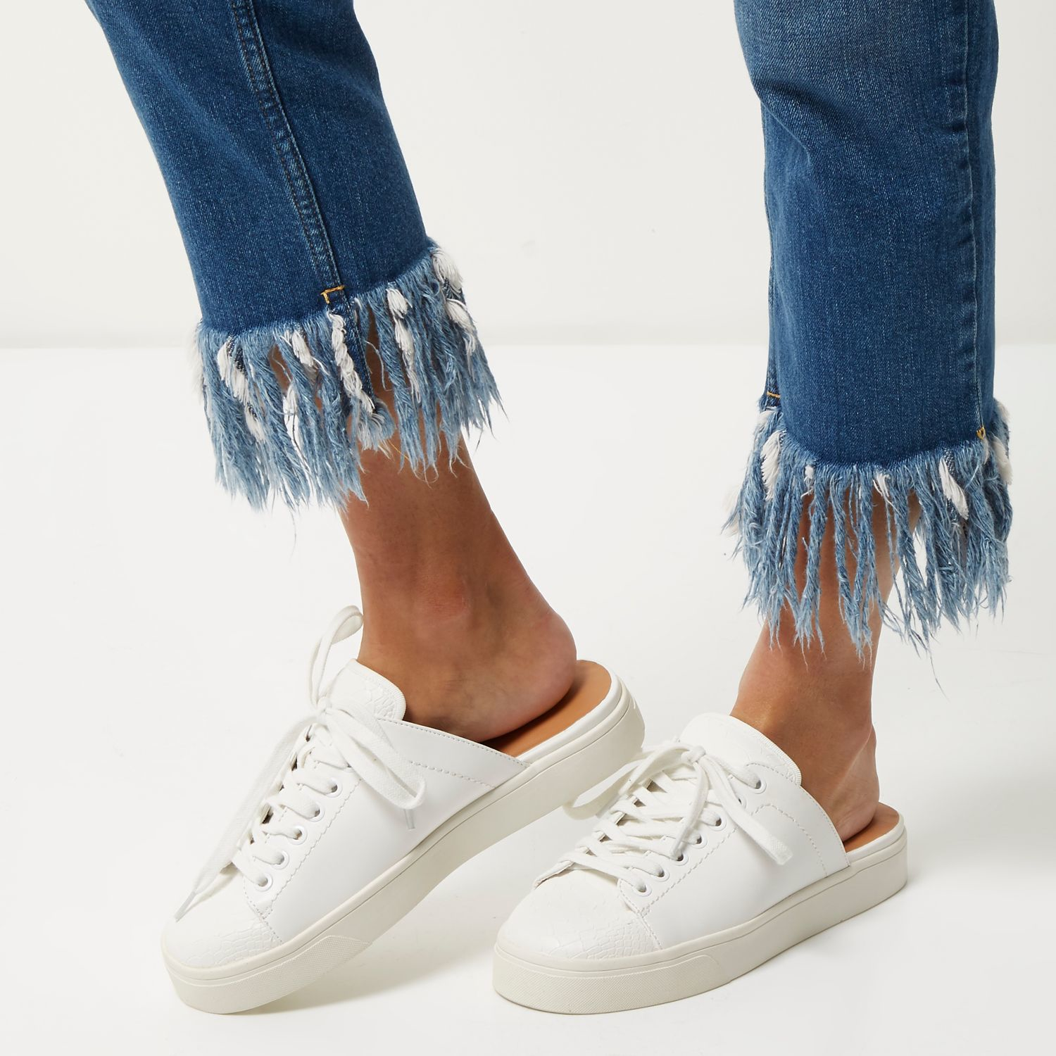 River Island White Backless Trainers - Lyst
