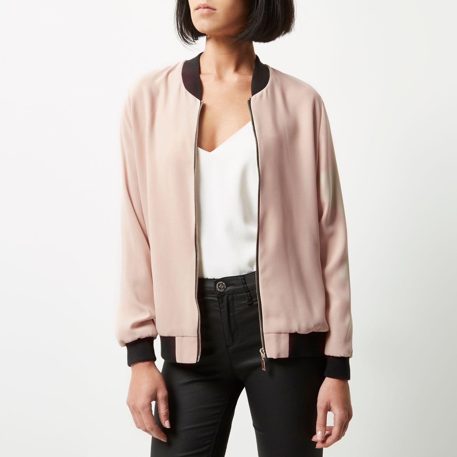 River Island Light Pink Bomber Jacket in Pink Lyst
