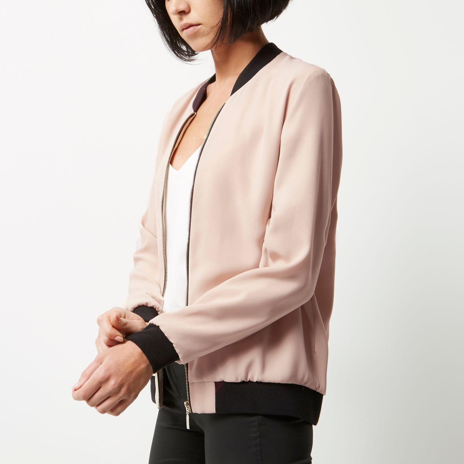 River Island Light Pink Bomber Jacket in Pink Lyst