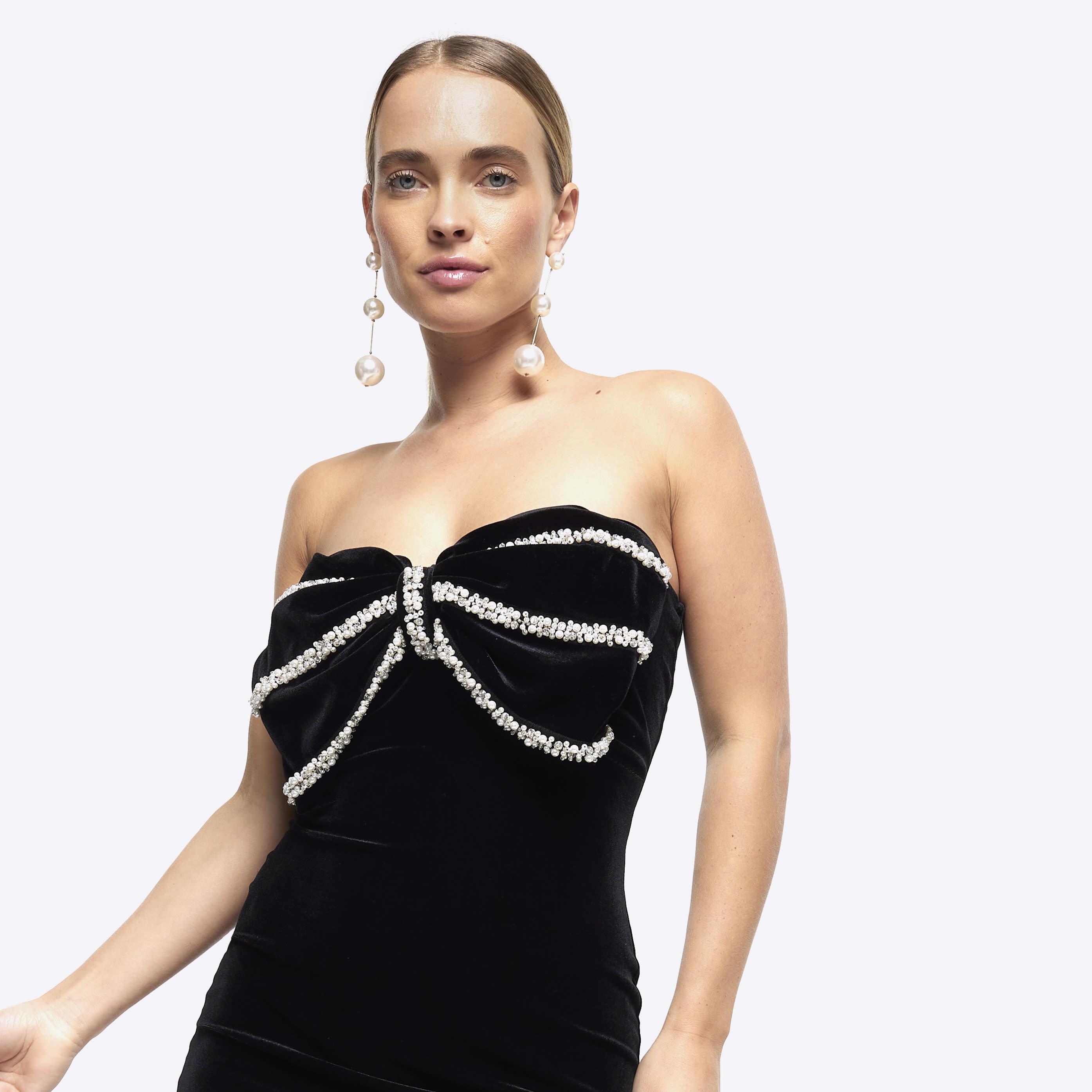 River island hotsell black bow dress