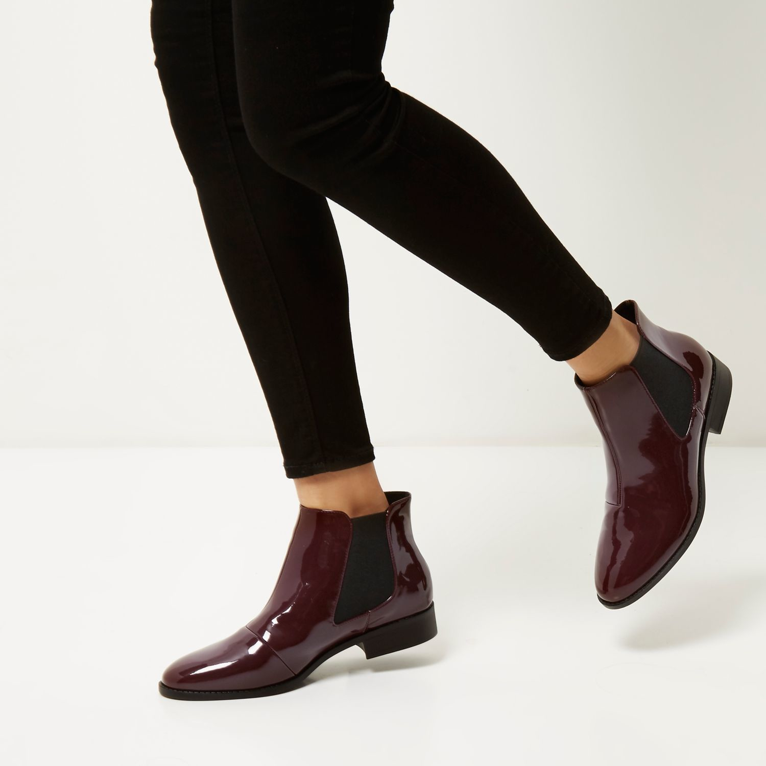 dark red chelsea boots
