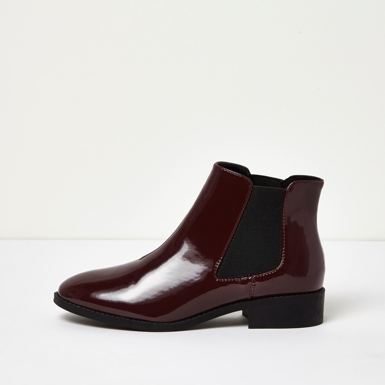 River Island Burgundy Patent Chelsea Boots in Red - Lyst