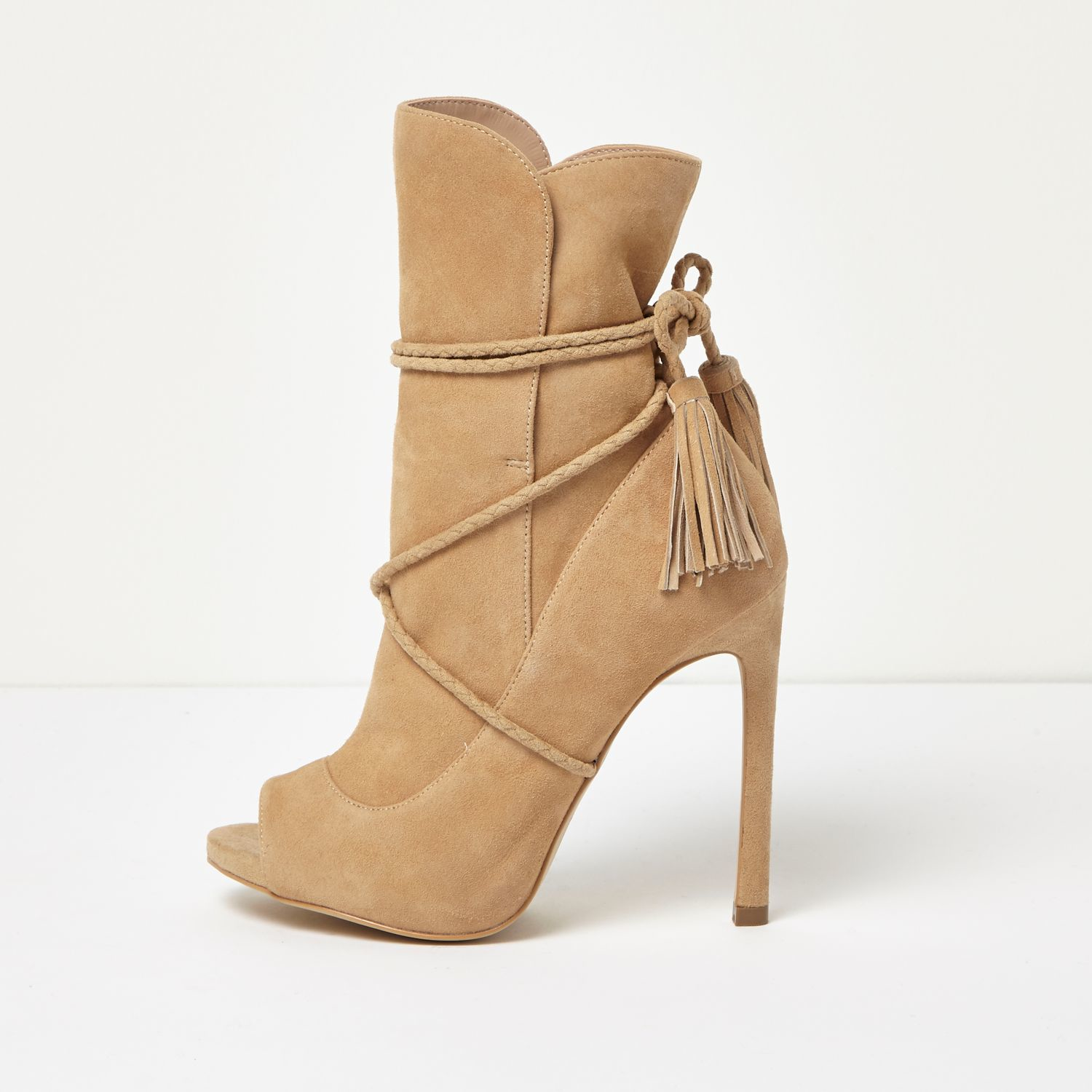 cream peep toe ankle boots
