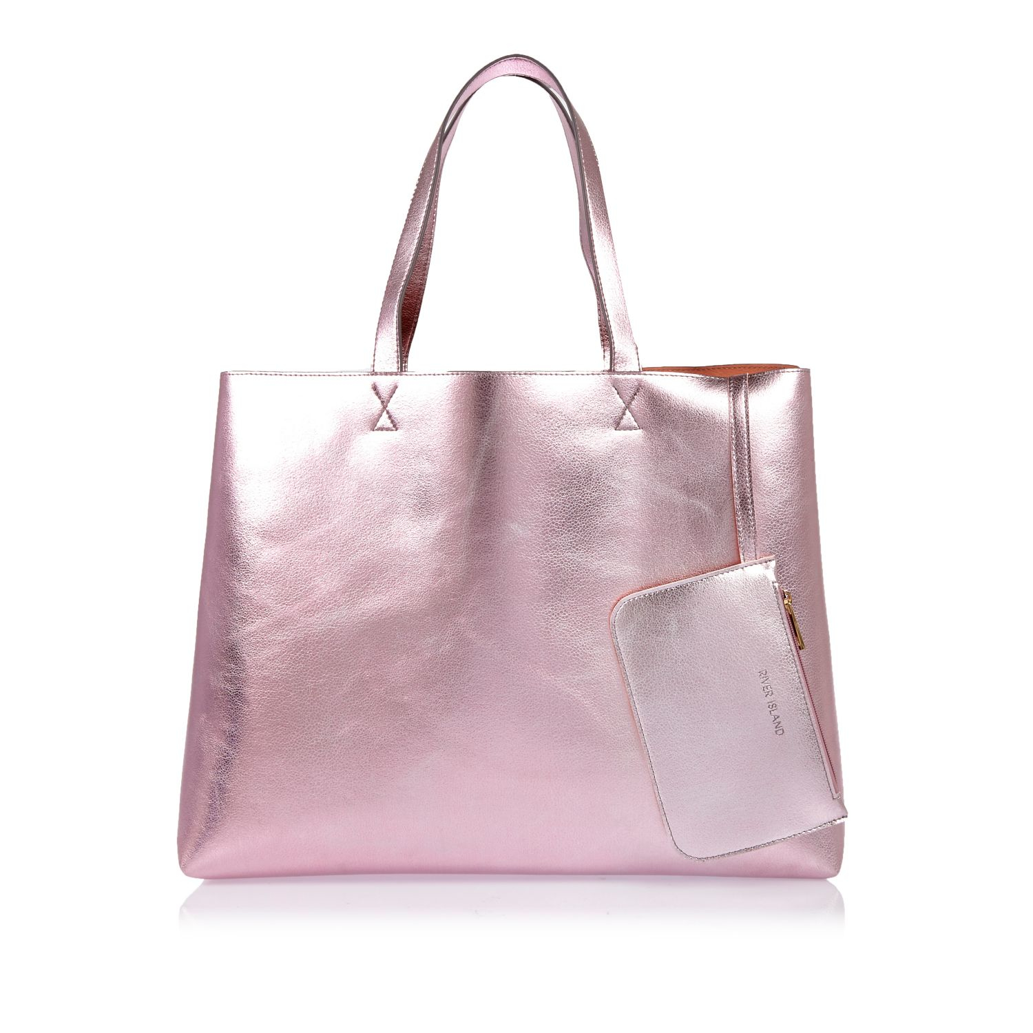 River Island Metallic Pink Reversible Beach Shopper Bag in Purple | Lyst