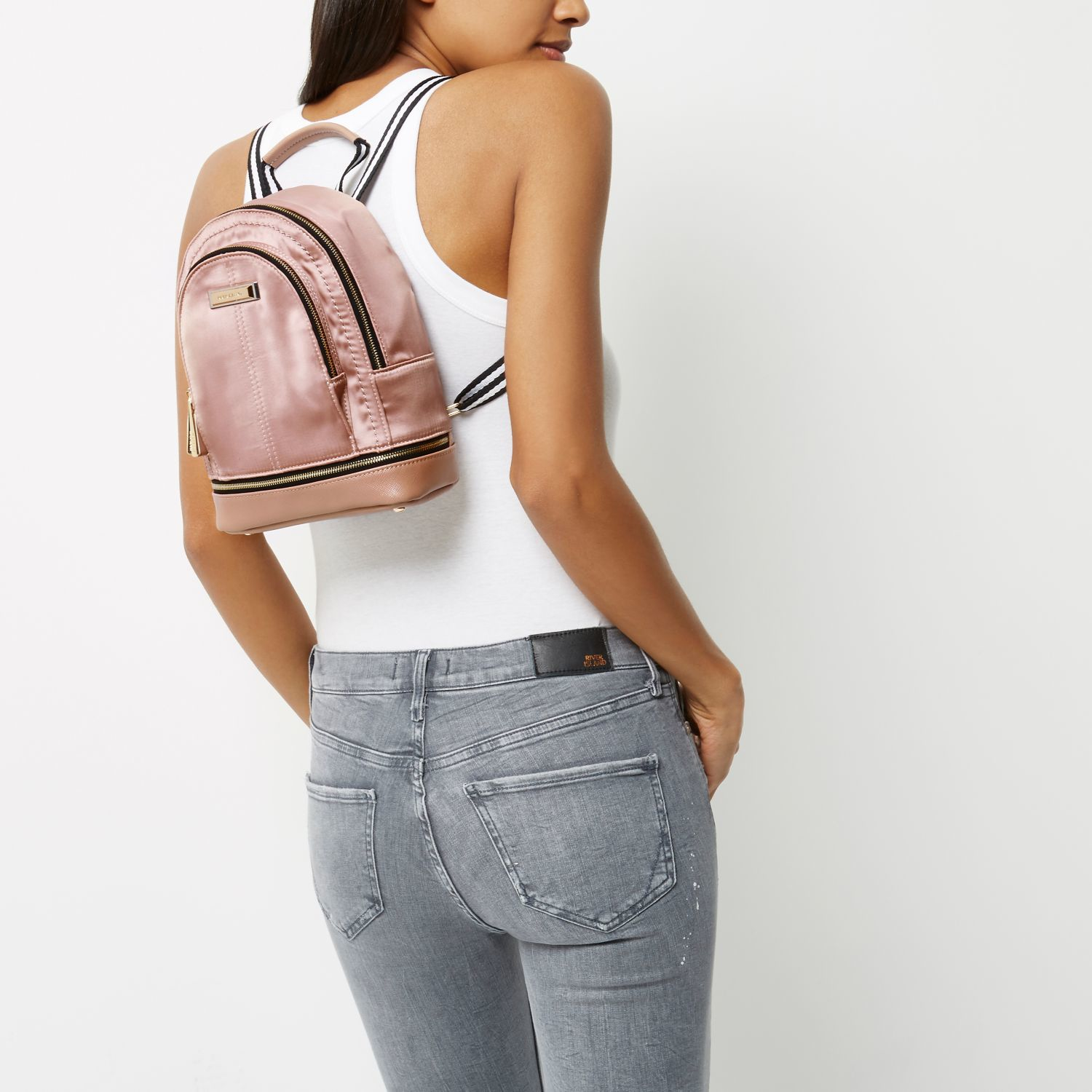 river island pink backpack