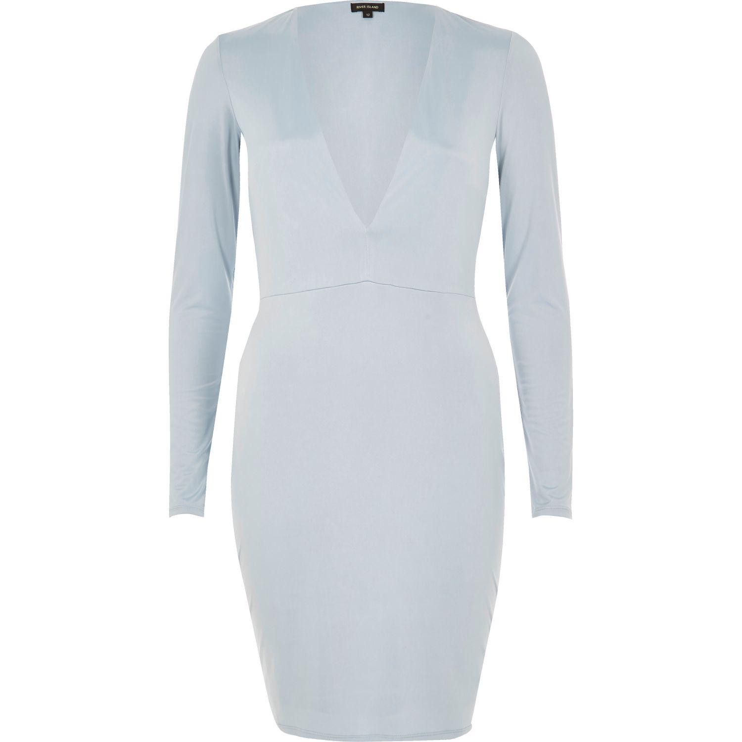 Light Blue Mini Bodycon Dress River Island Light Blue Mini Bodycon Dress River Island