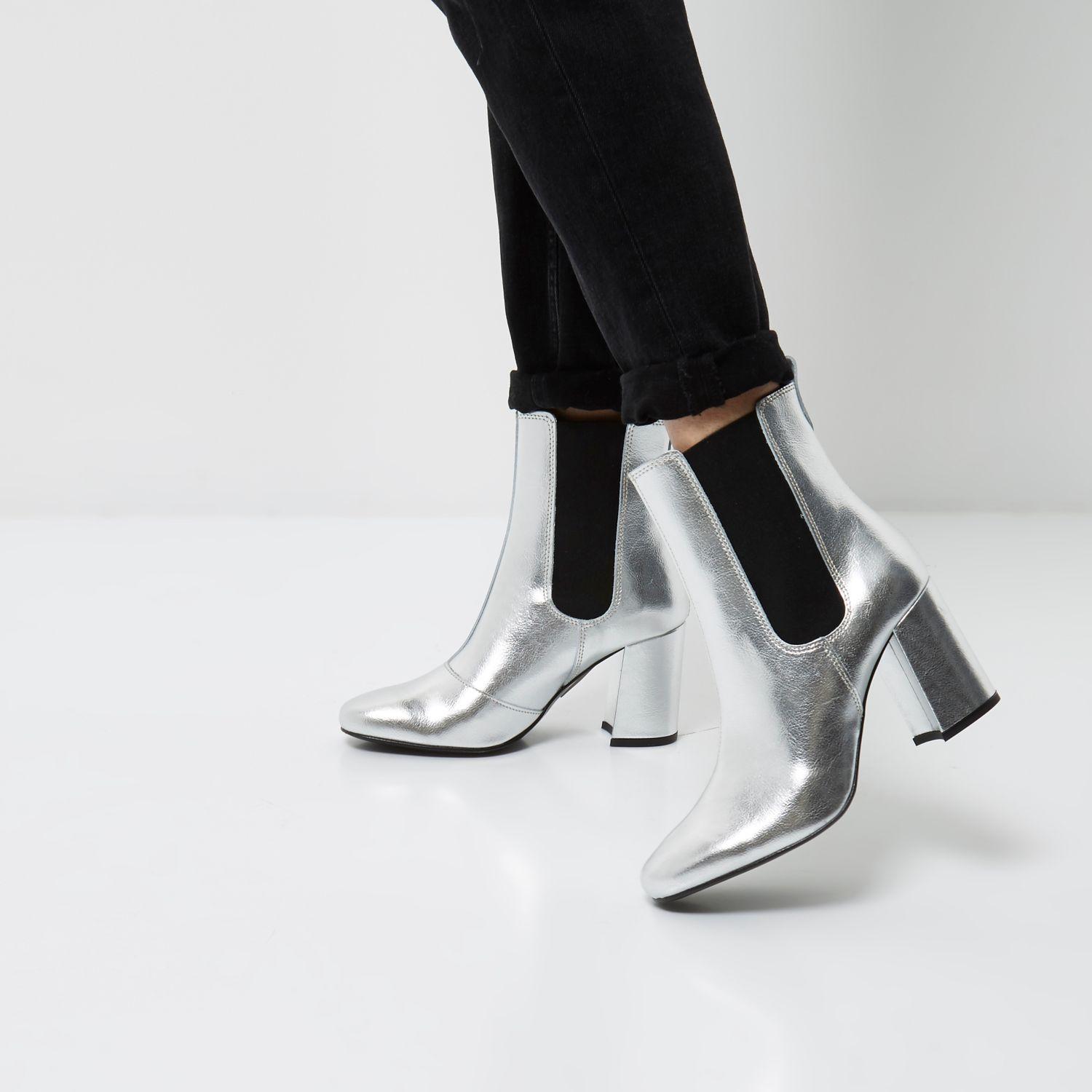 silver block heel shoes uk