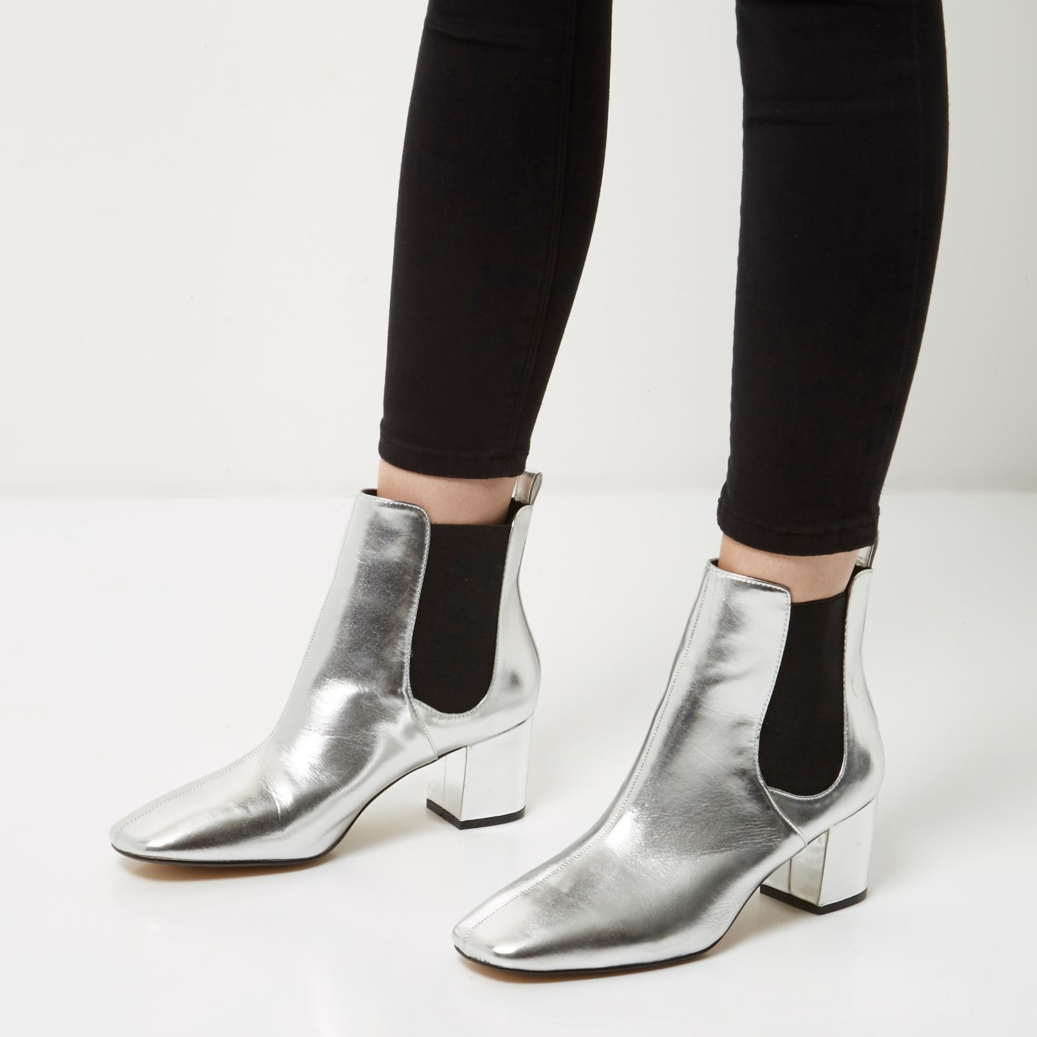 river island silver boots