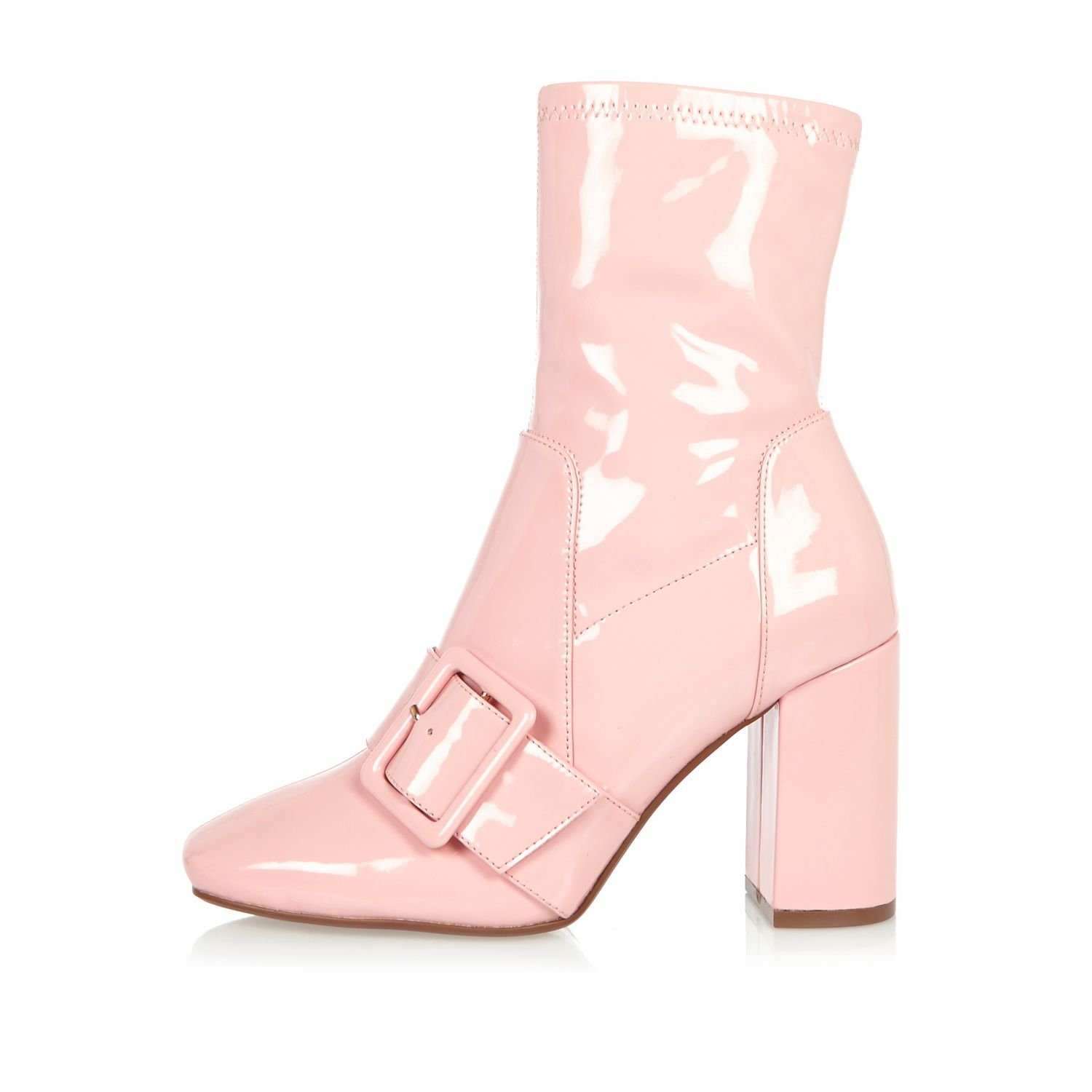 River Island Pink Patent Stretch Ankle 