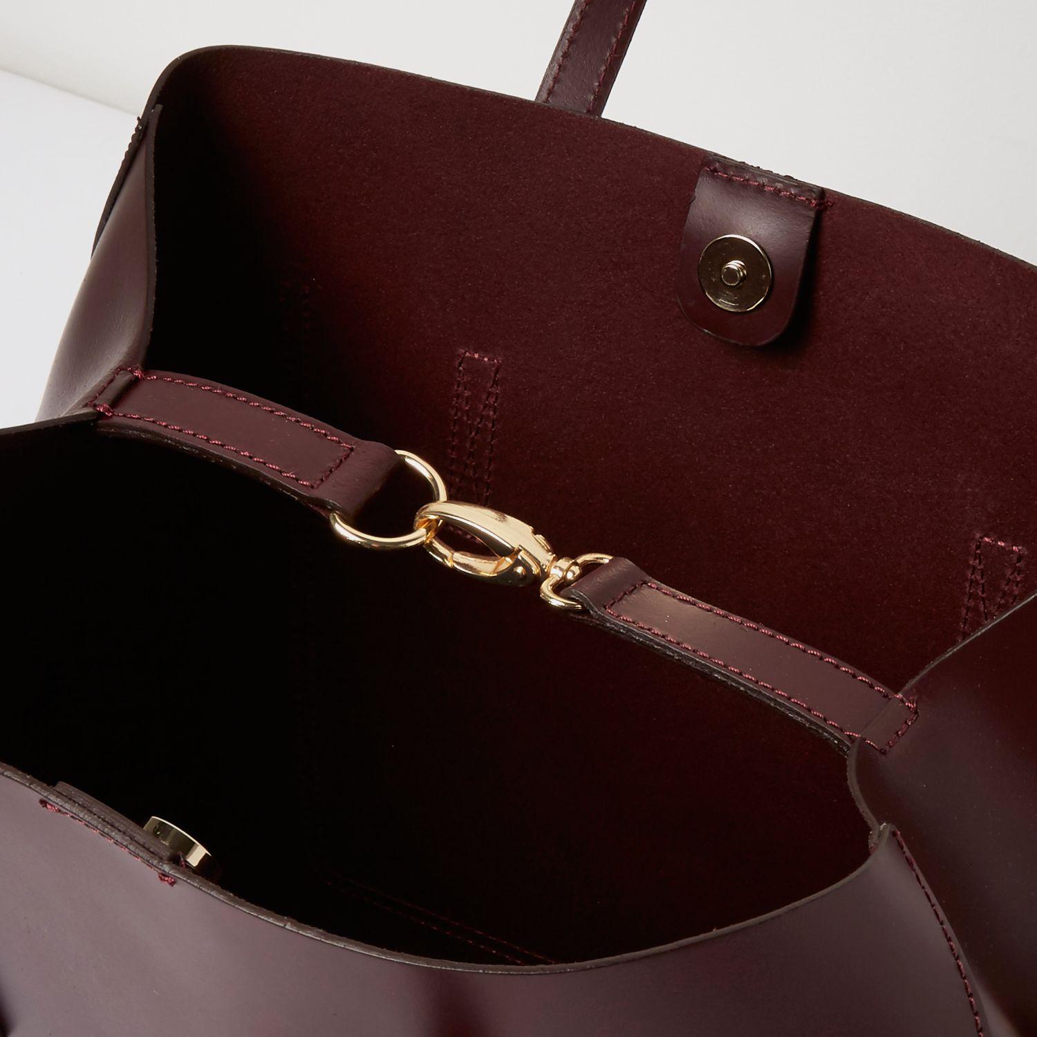 burgundy leather tote