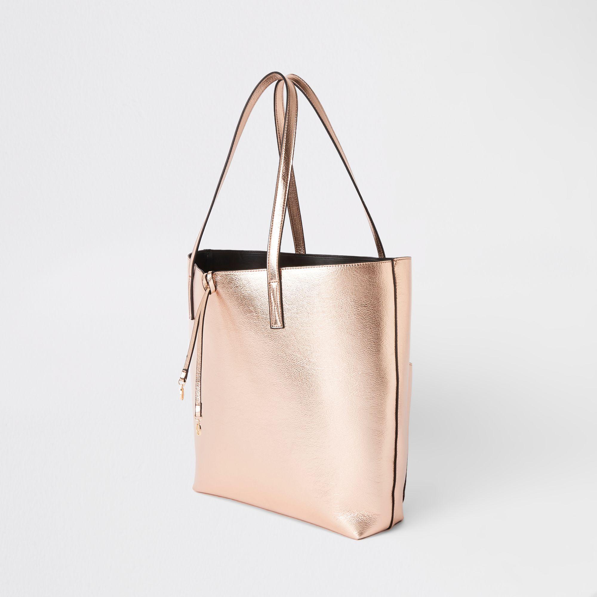 river island rose gold beach bag