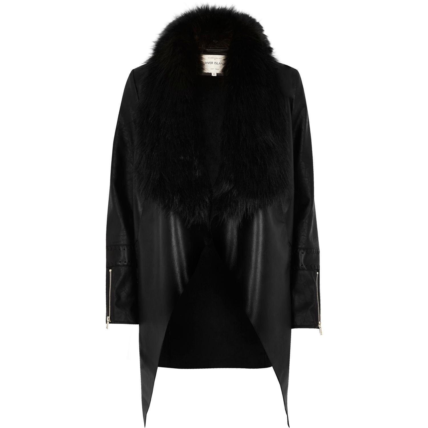 faux fur waterfall jacket