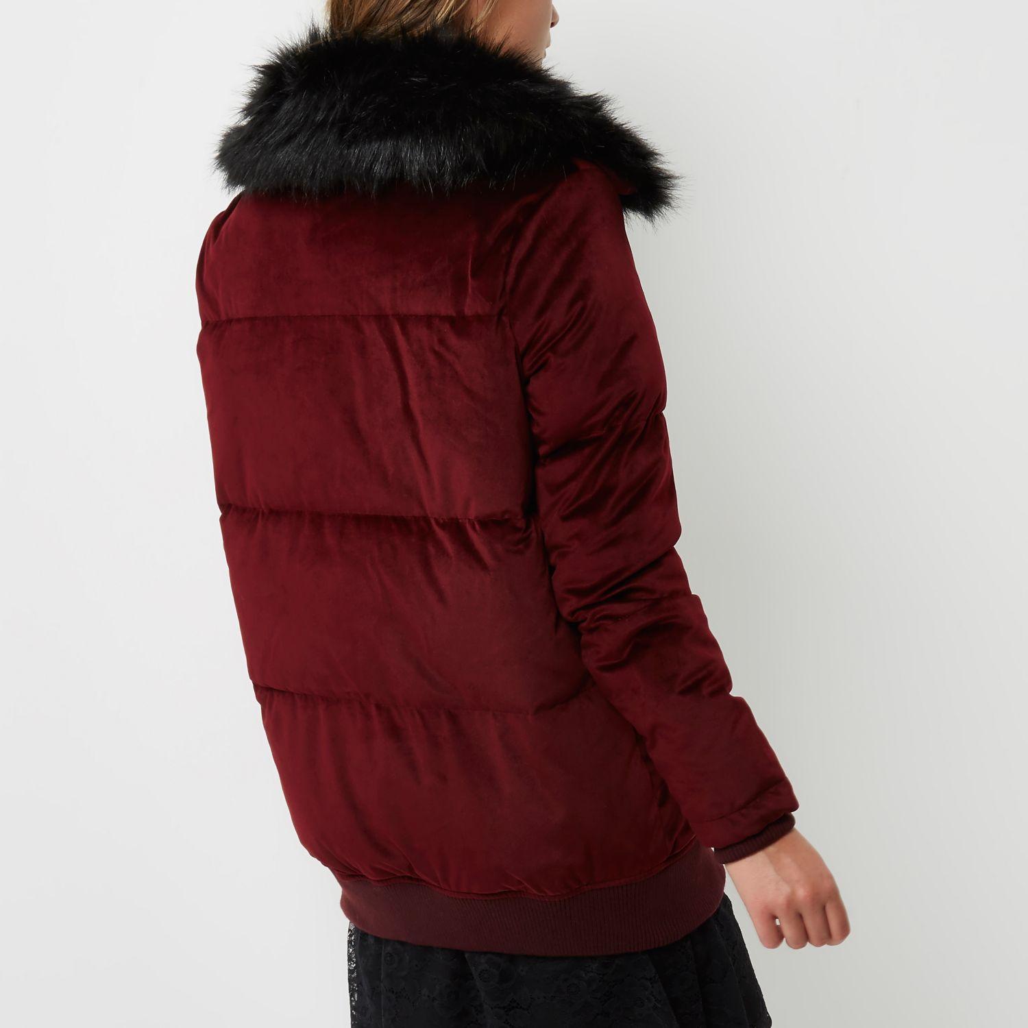 river island red puffer coat