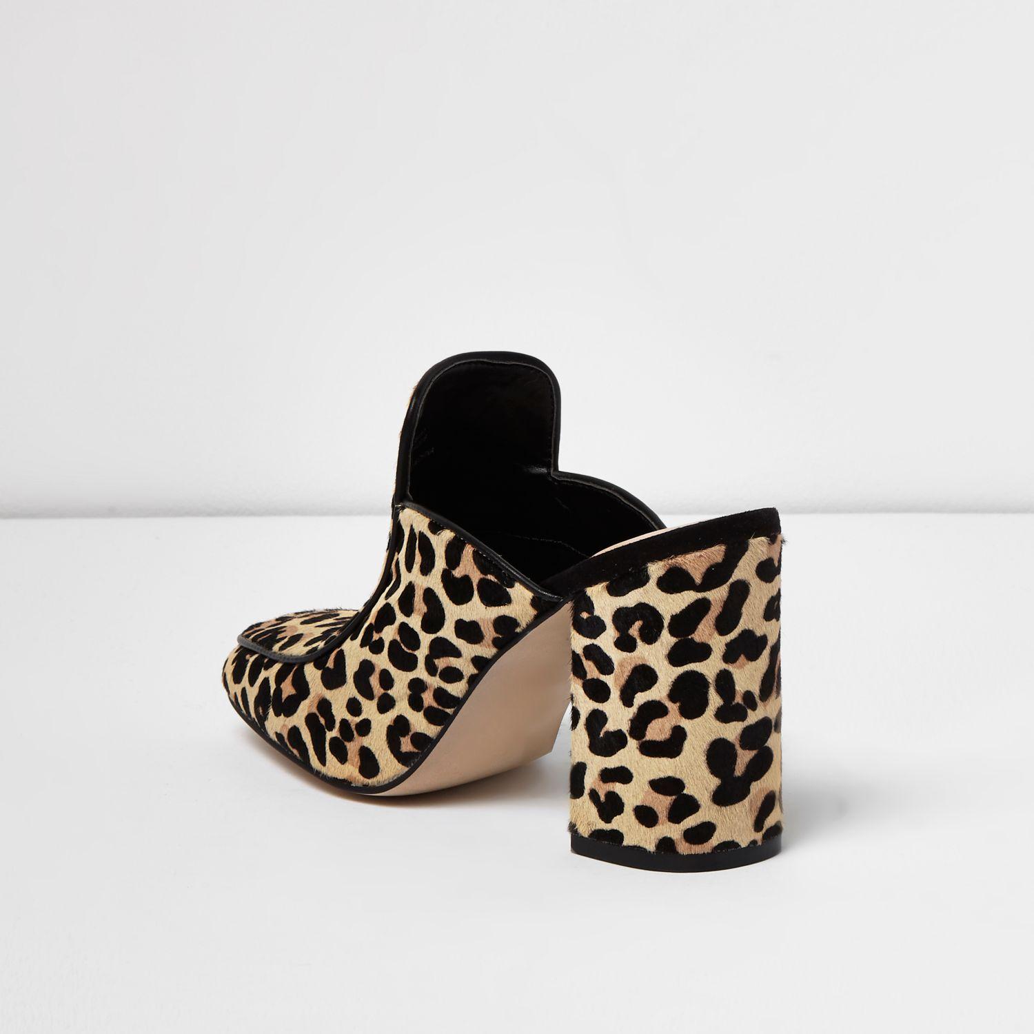 leopard print backless mules