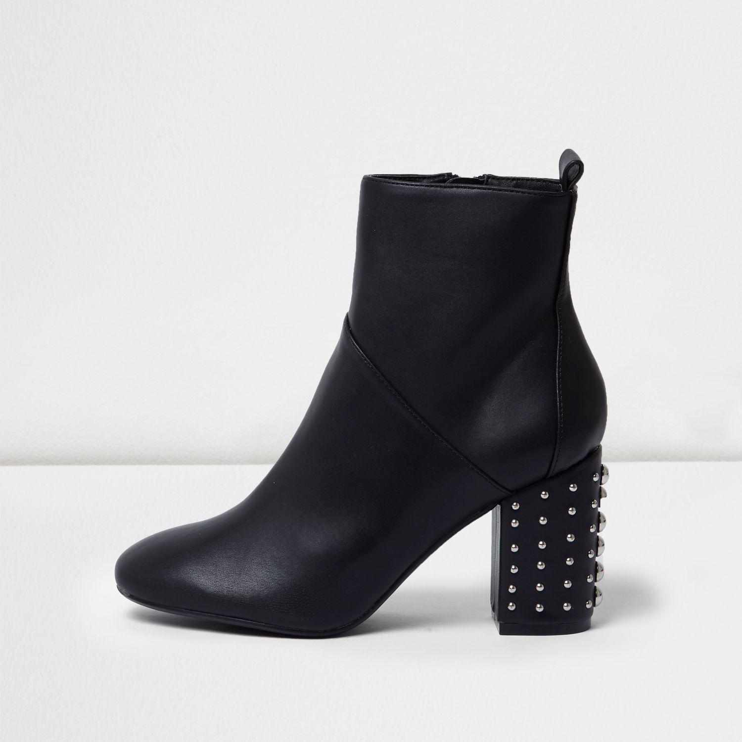 studded block heel boots