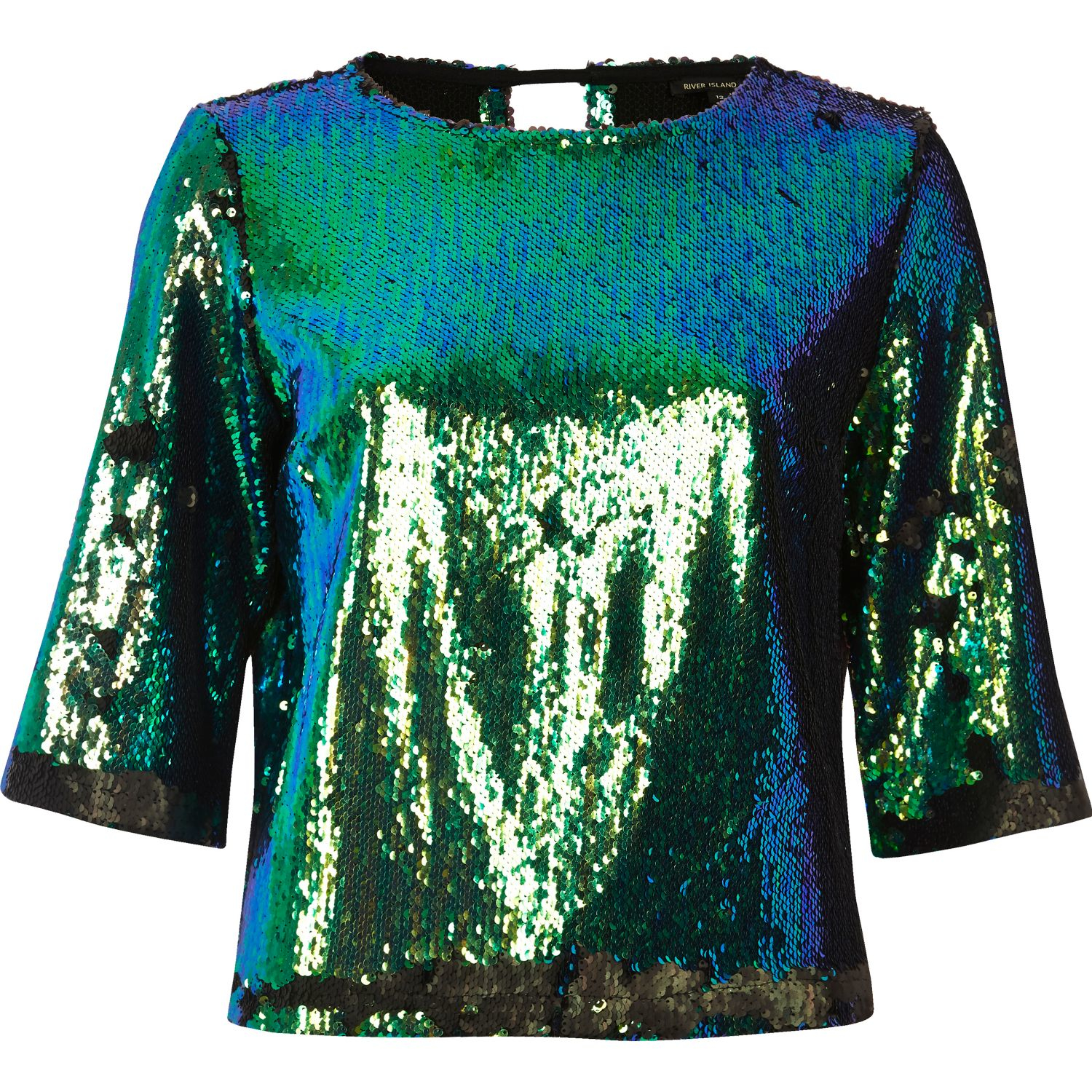 turquoise sequin top