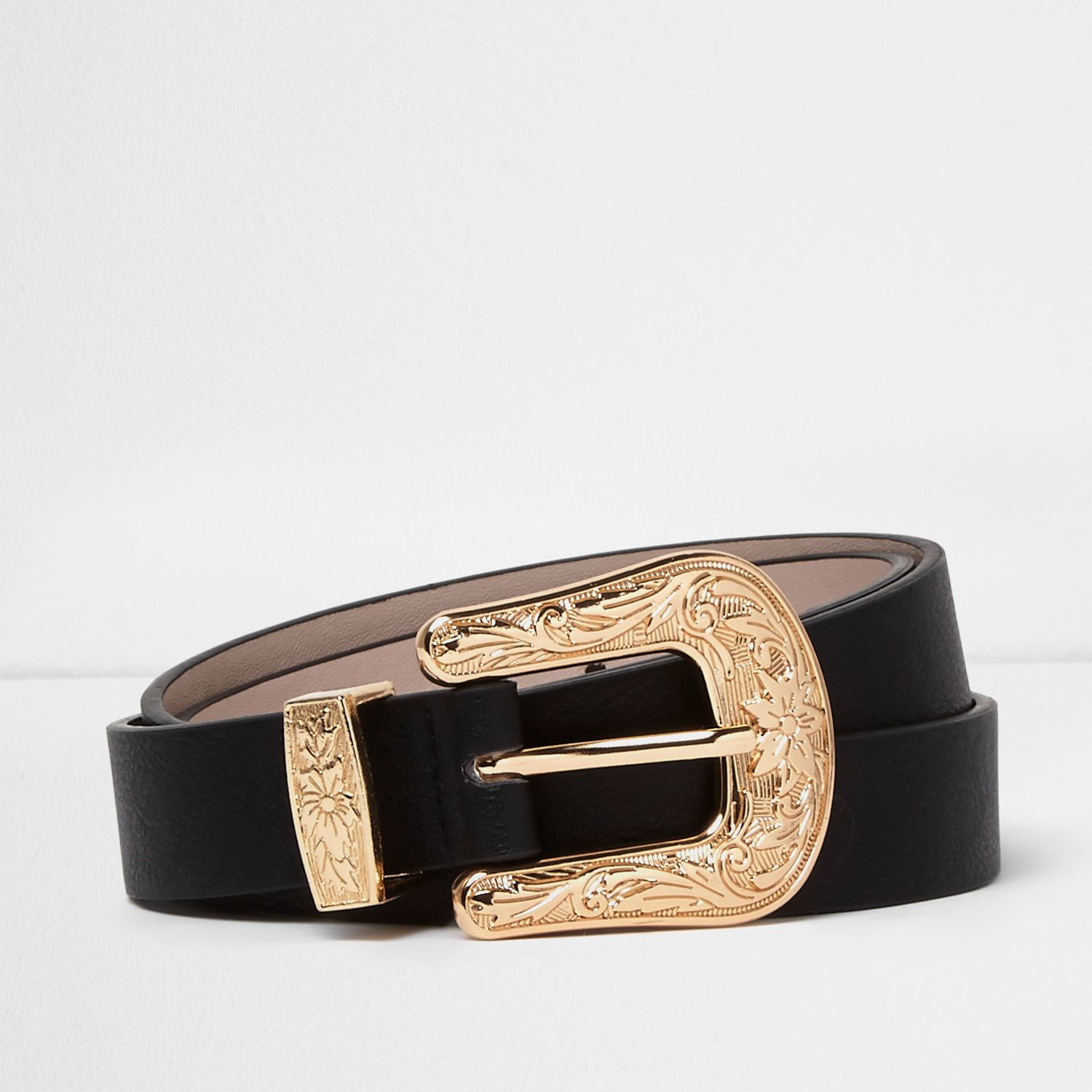Accessoires Riemen & bretels Riemen White Cowgirl Leather Belt with Gold Buckle and Hearts 