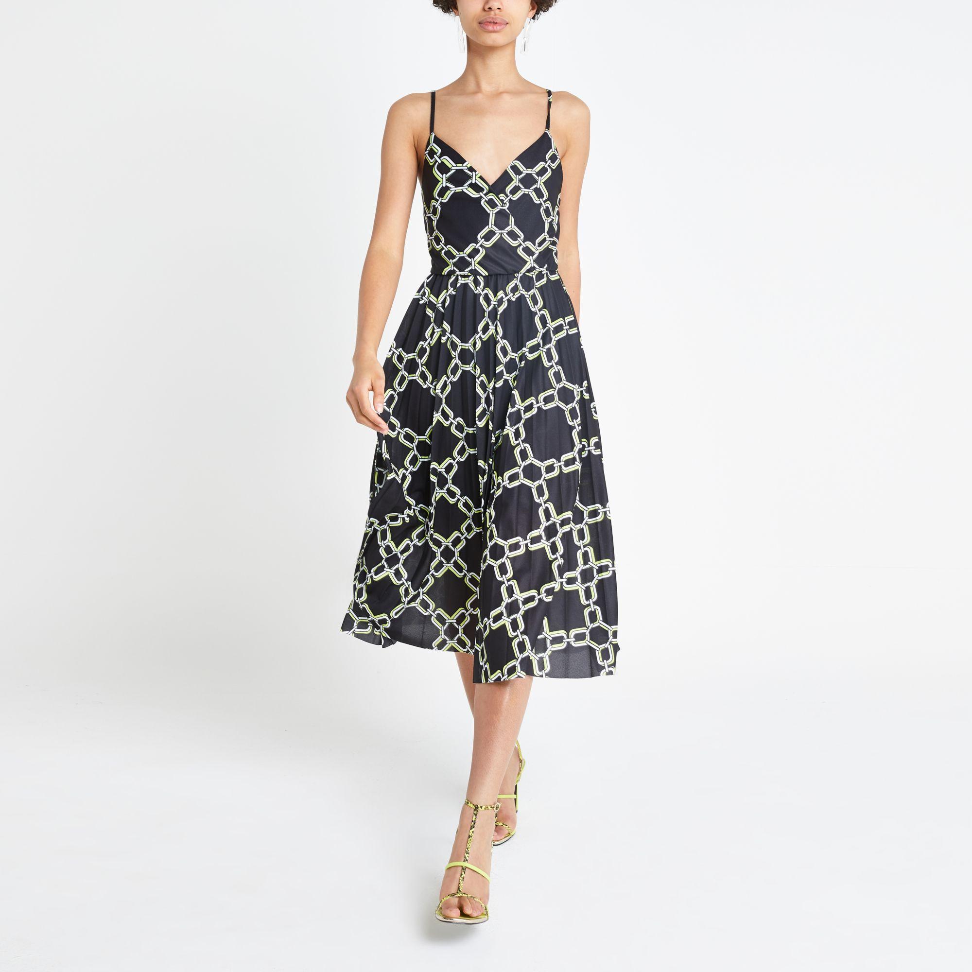 river island black and white pleated dress