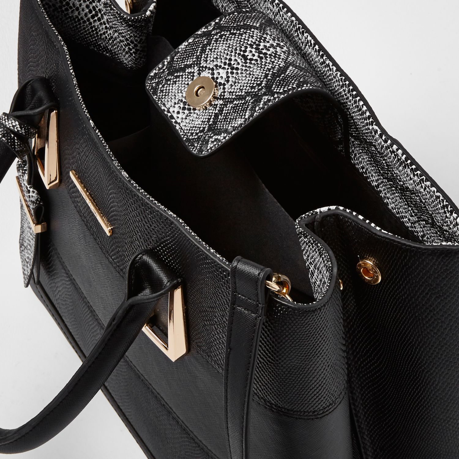 black snake print handbag