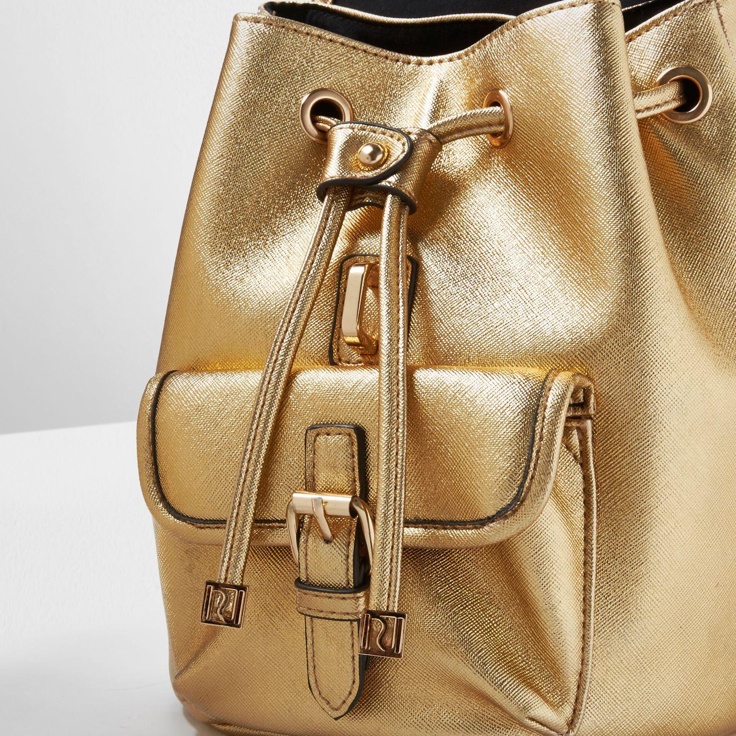 River Island Gold Metallic Mini Backpack Lyst