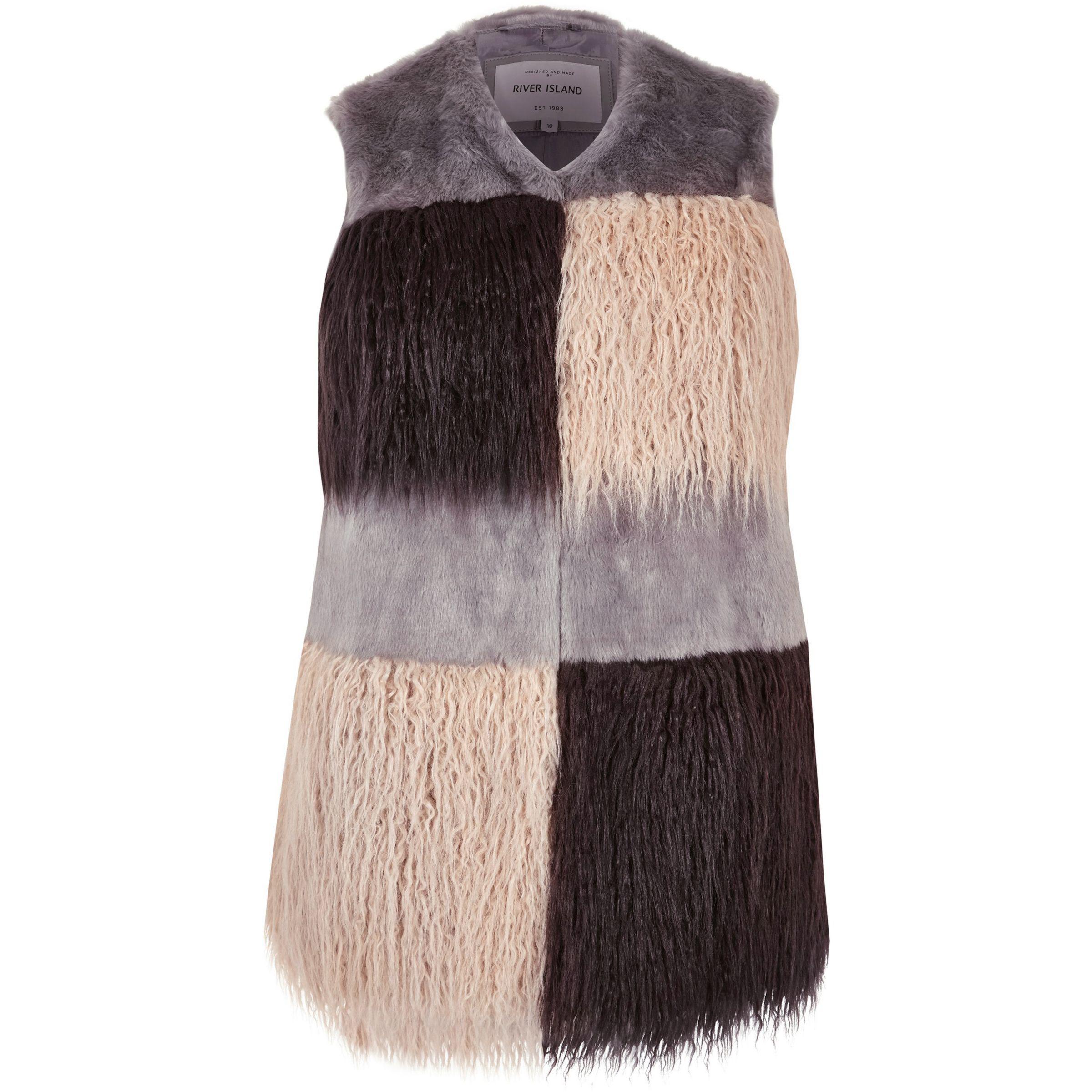 river island grey fur gilet