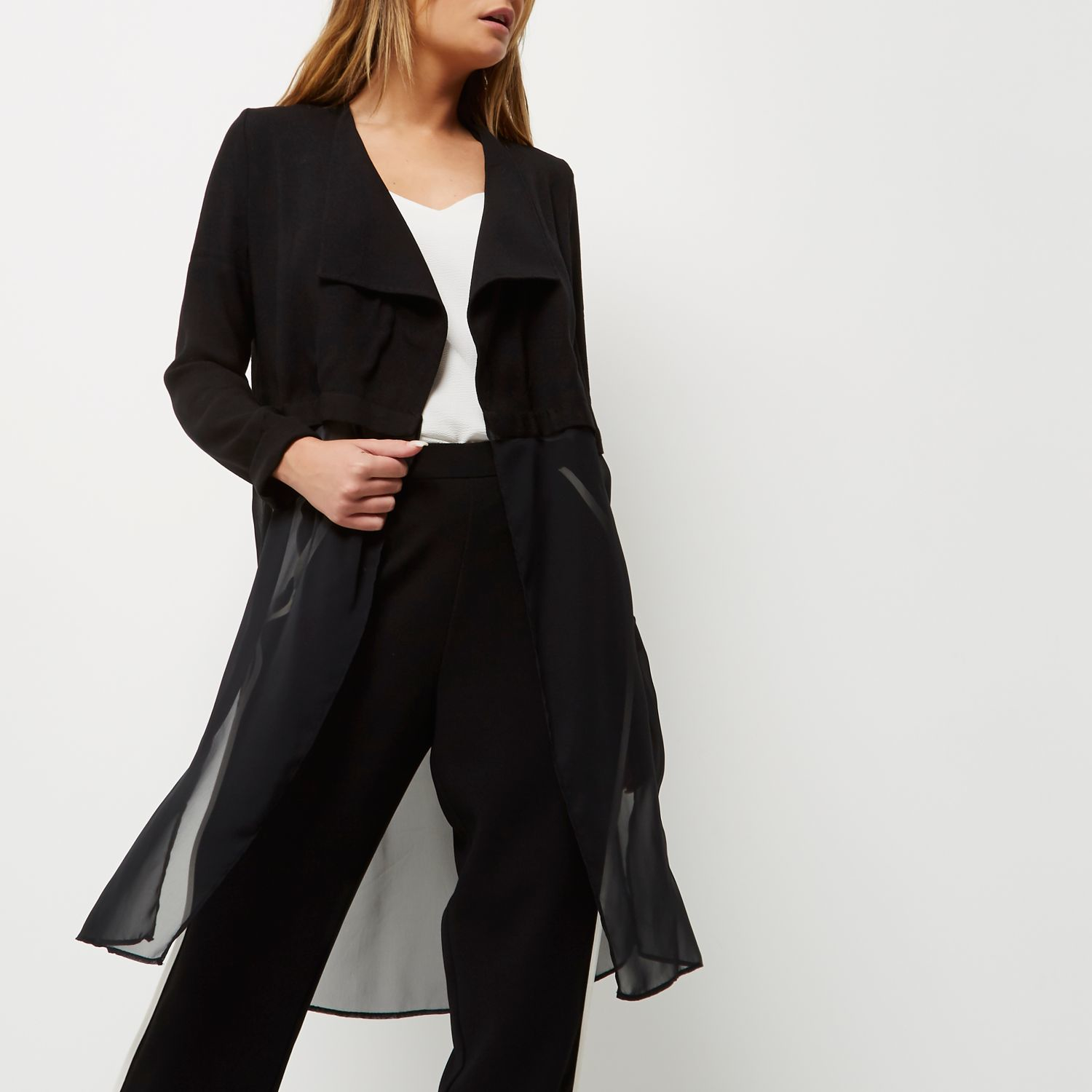 chiffon duster coat