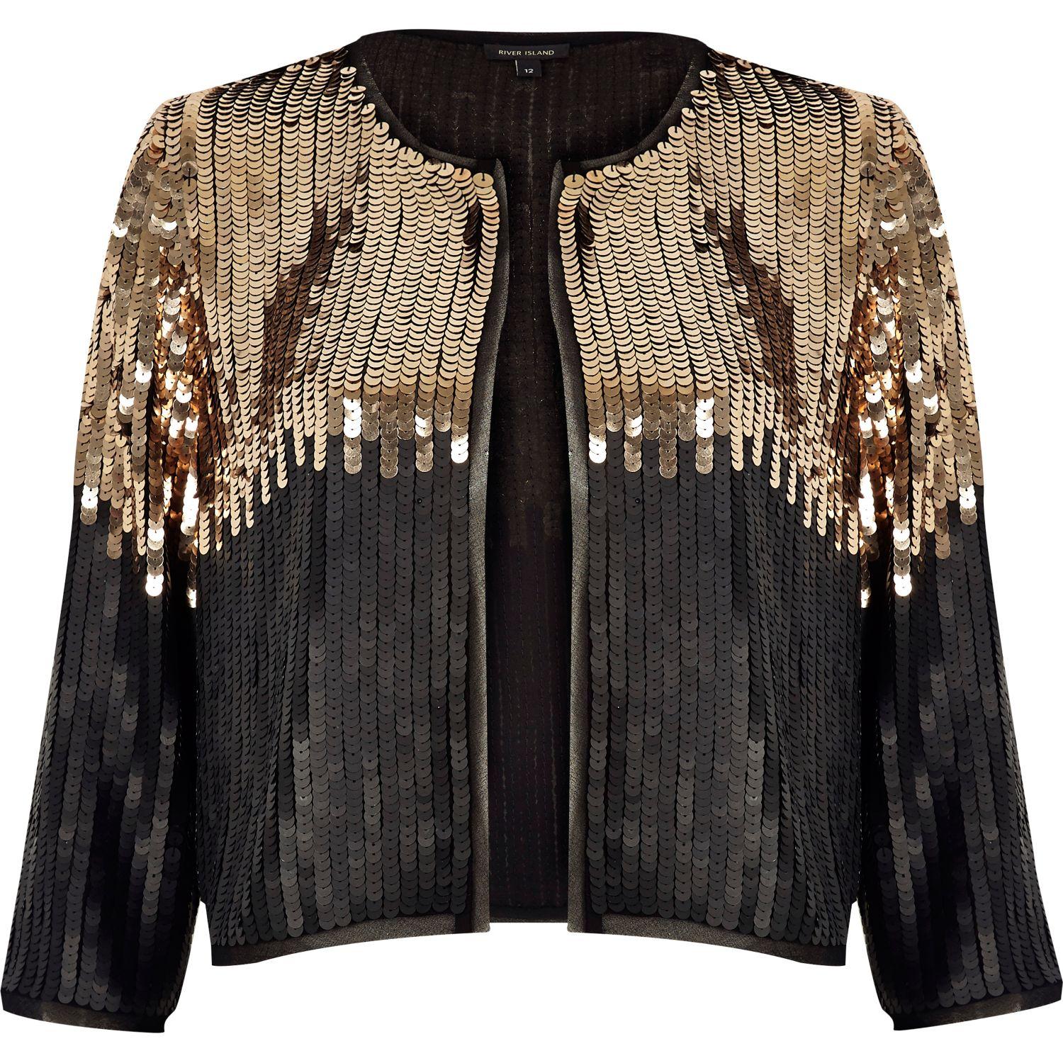 river island black sequin jacket