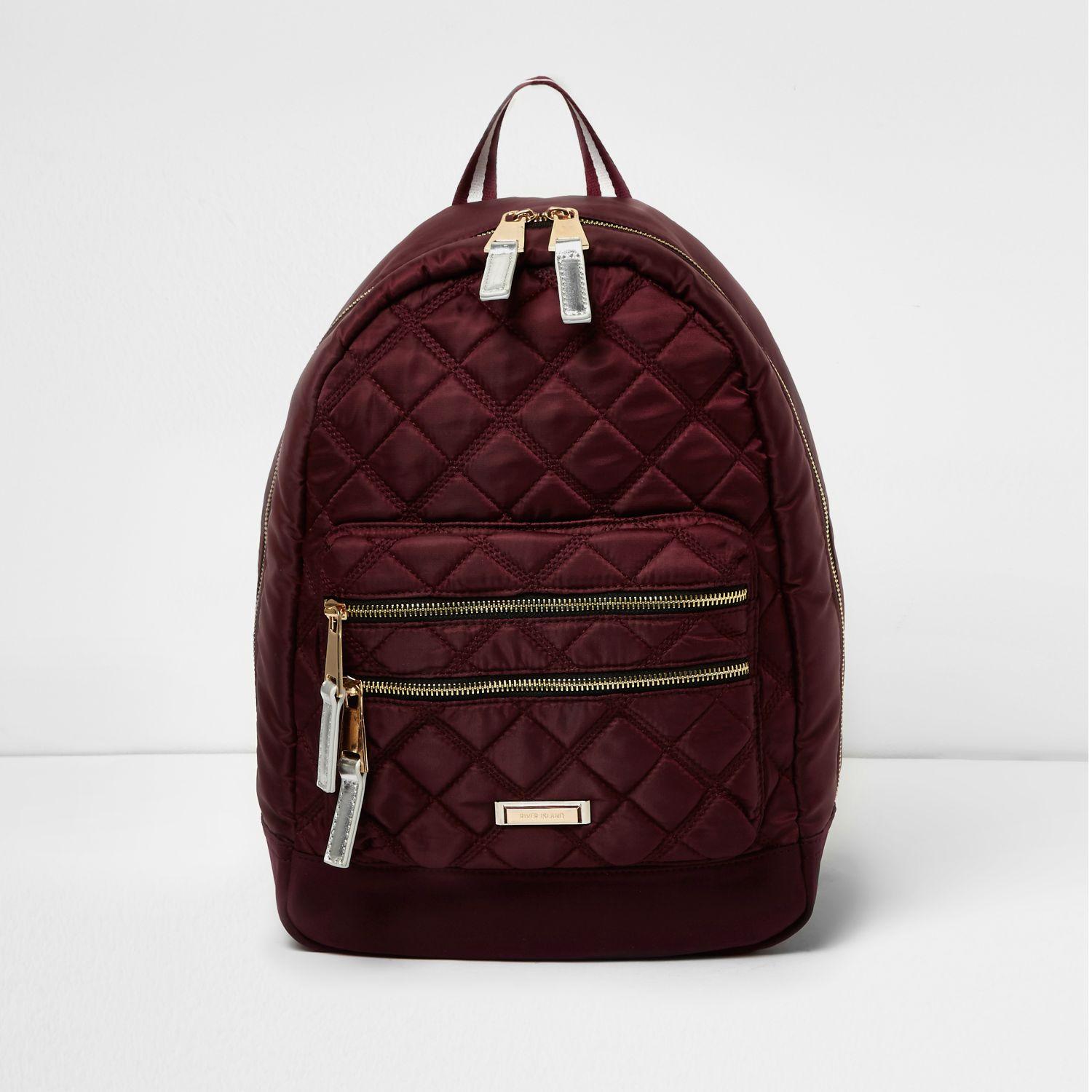 River Island Synthetic Burgundy Quilted Backpack Lyst