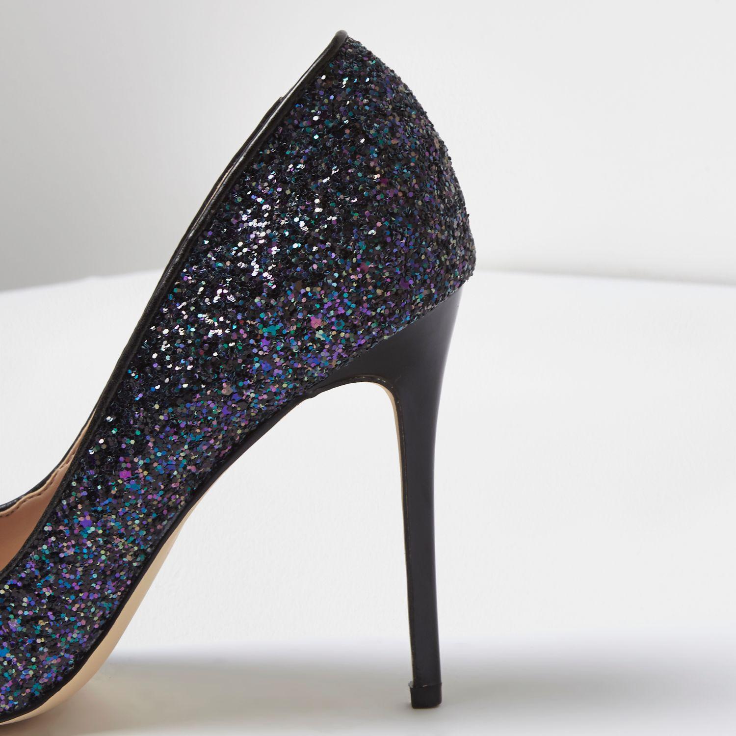 River Island Navy Glitter Court Shoes in Blue - Lyst