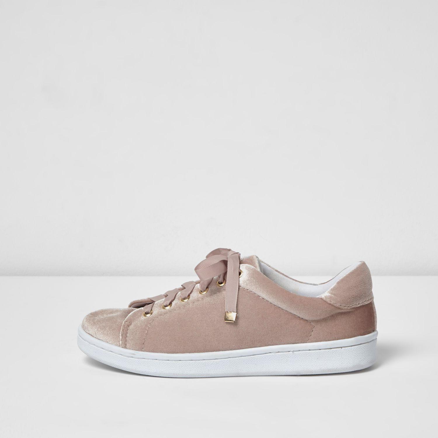 pink velvet trainers