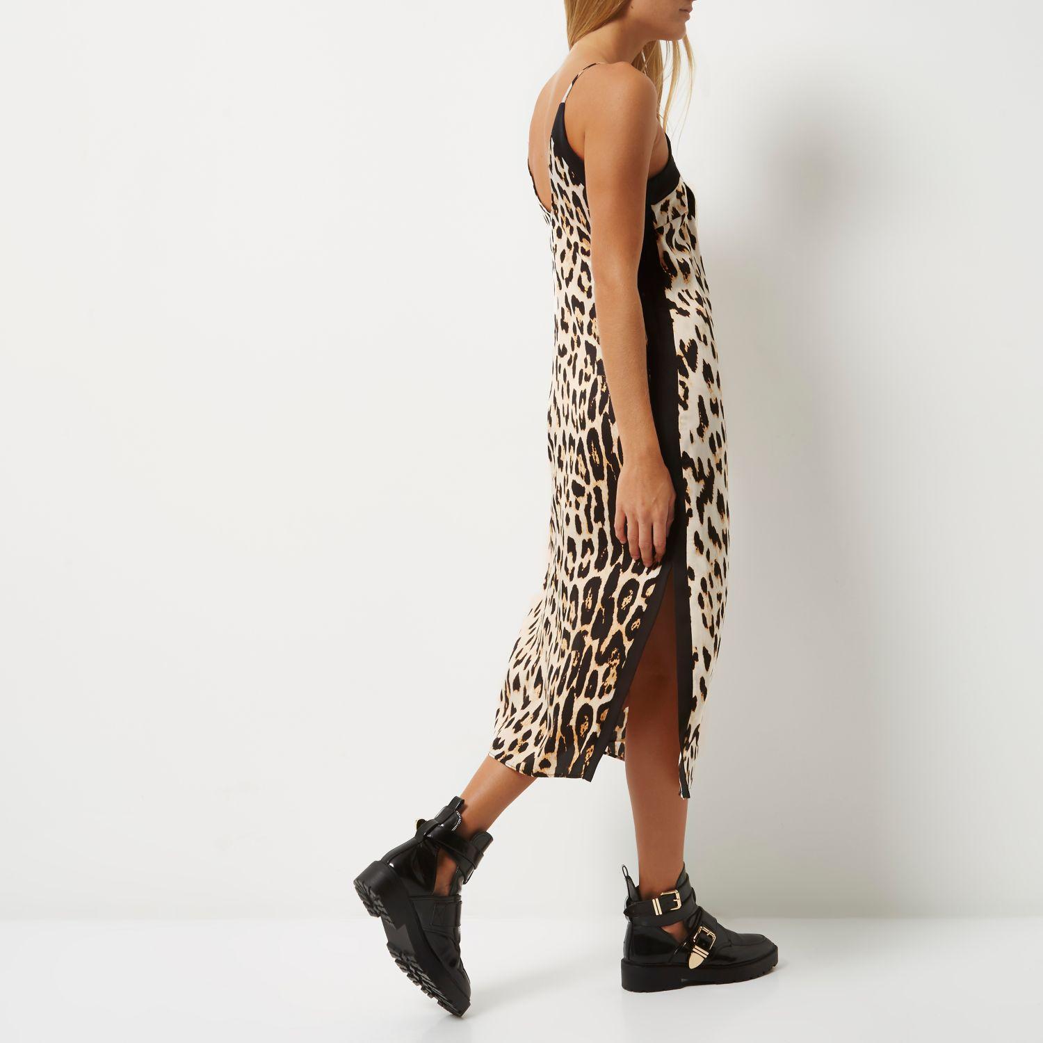 leopard slip midi dress