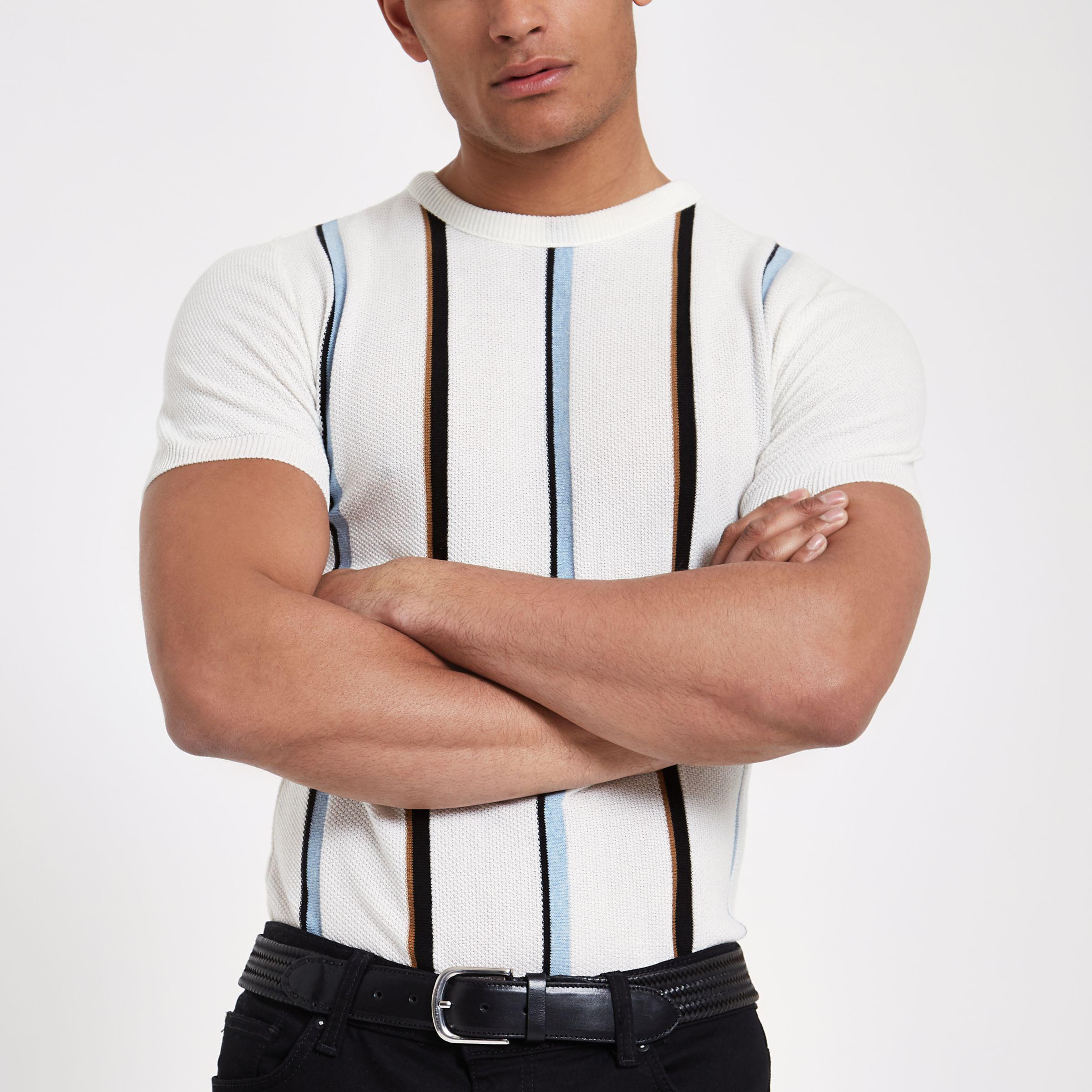 River Island Synthetic Ecru Knit Stripe 