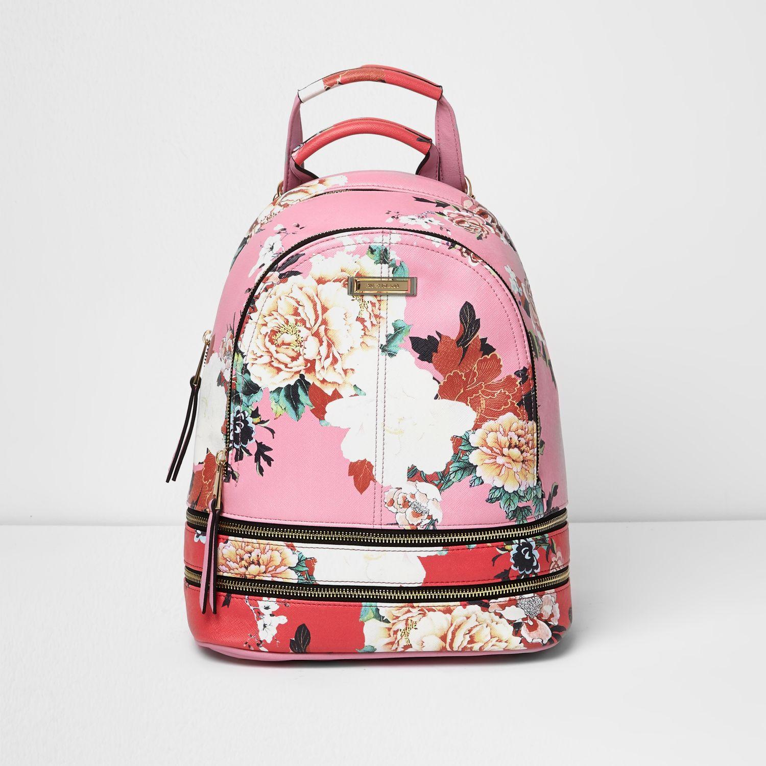 river island pink backpack