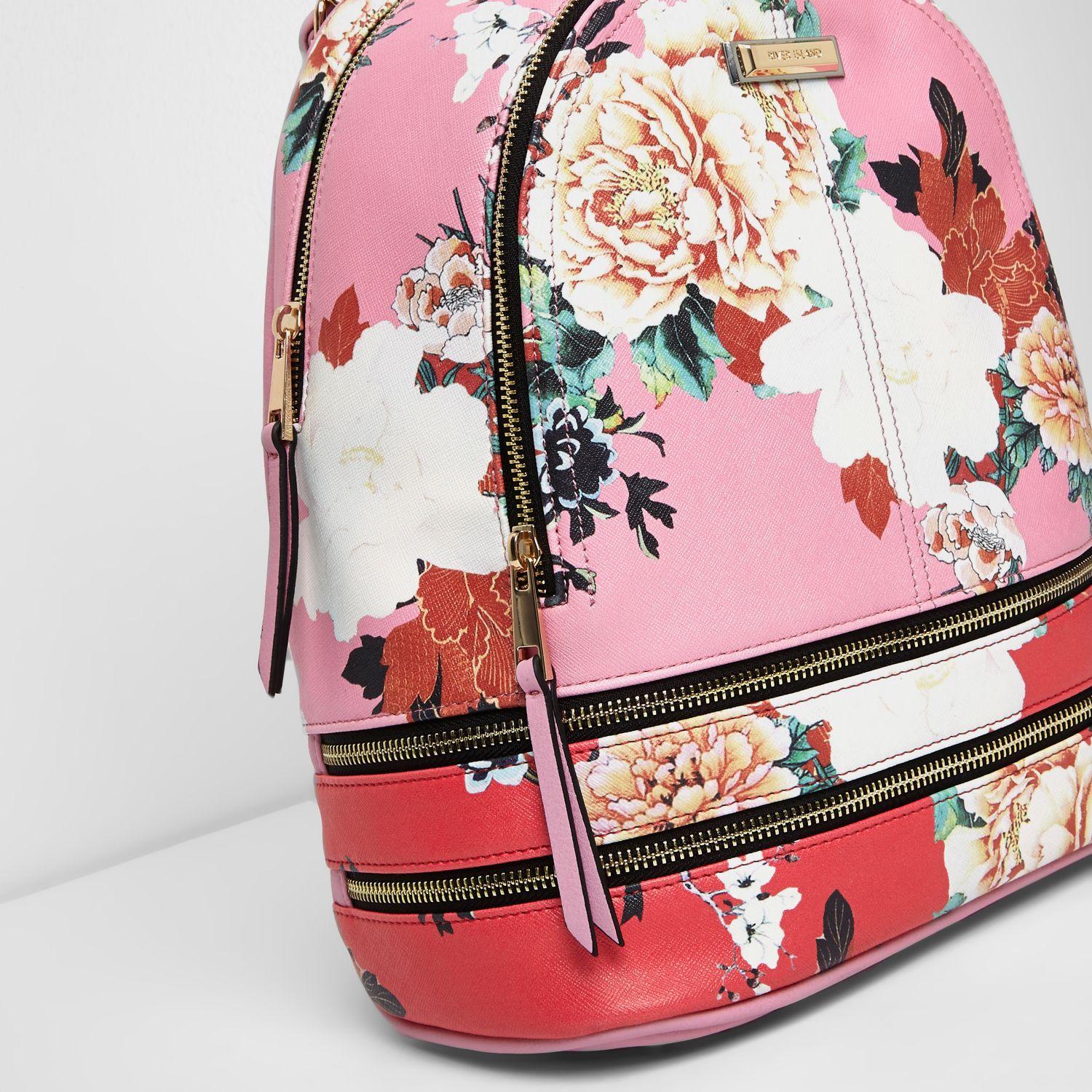 river island pink backpack