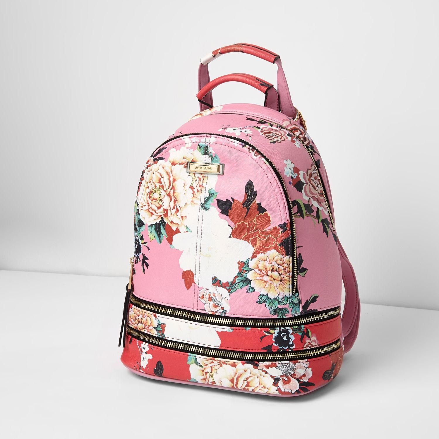 river island pink backpack