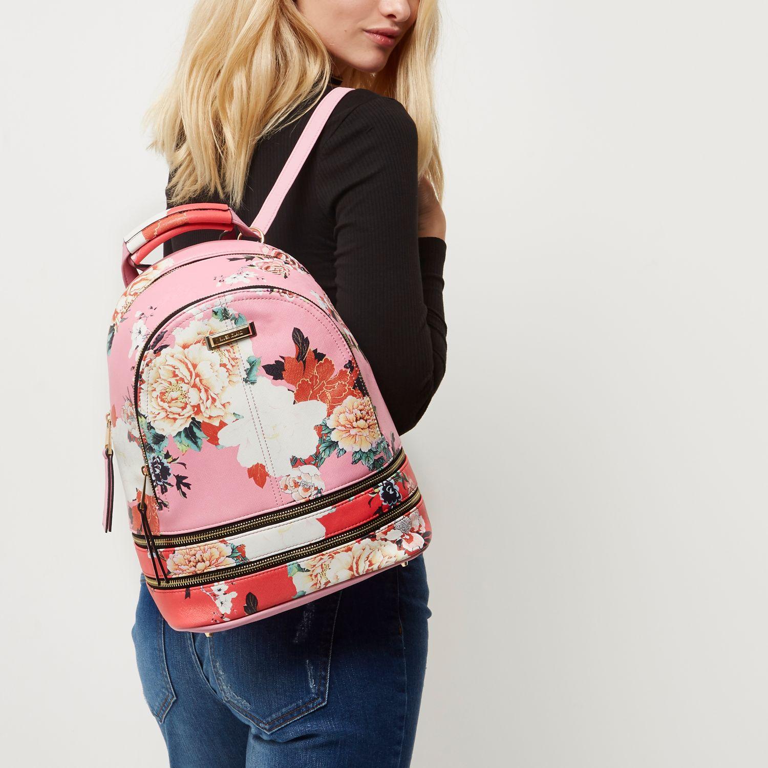 river island pink backpack
