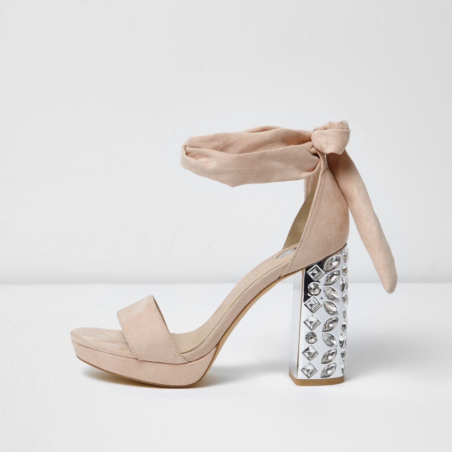 nude embellished heels