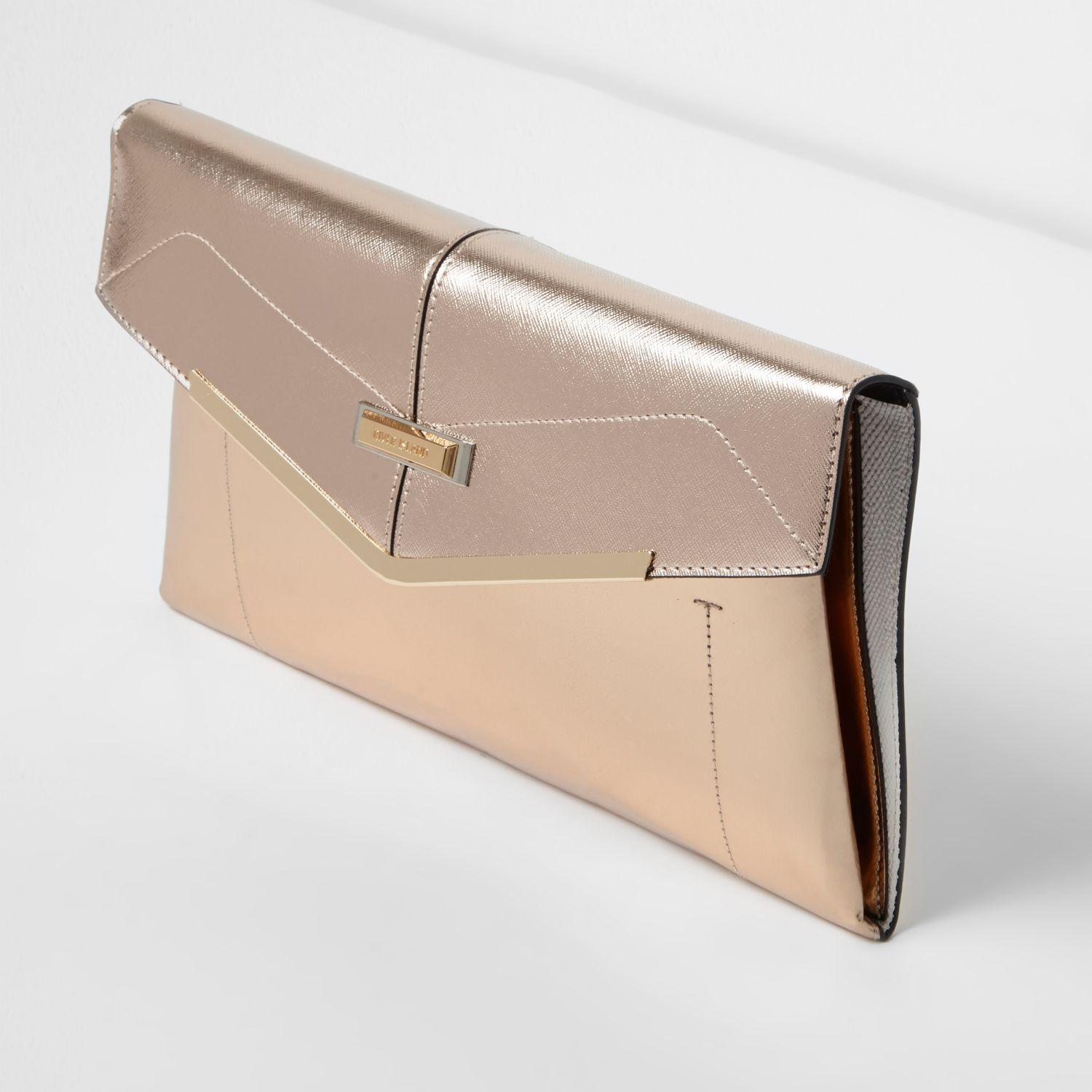 rose gold clutch bag river island