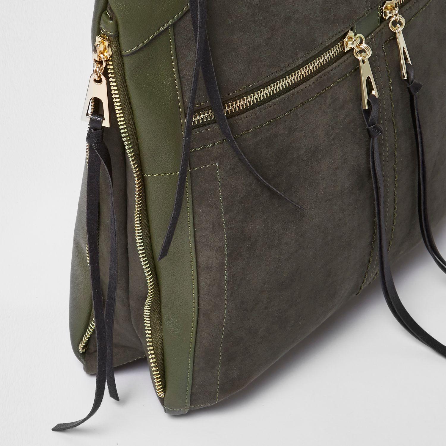 River Island Dark Green Zip Front Messenger Cross Body Bag Lyst