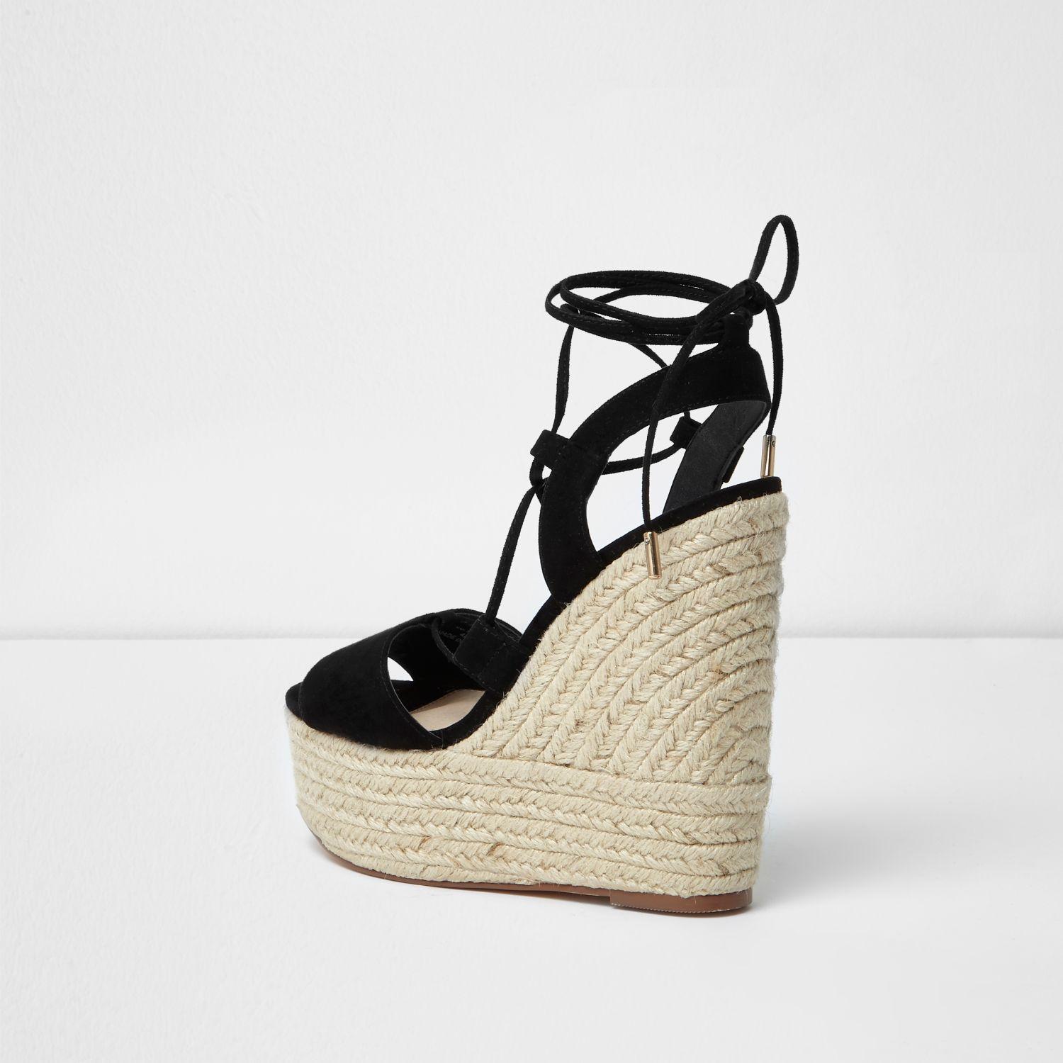 black wedge trainers river island