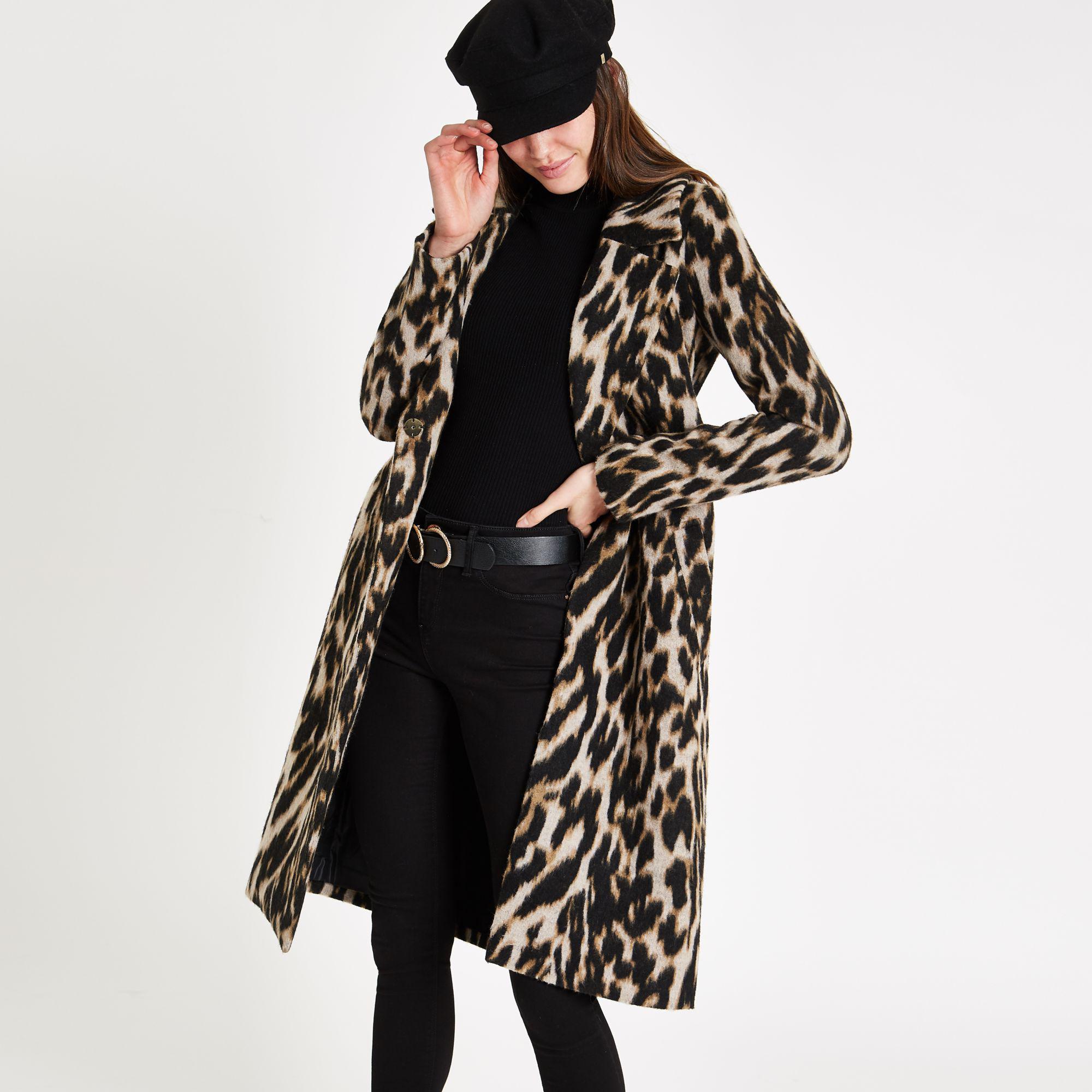 river island leopard coat