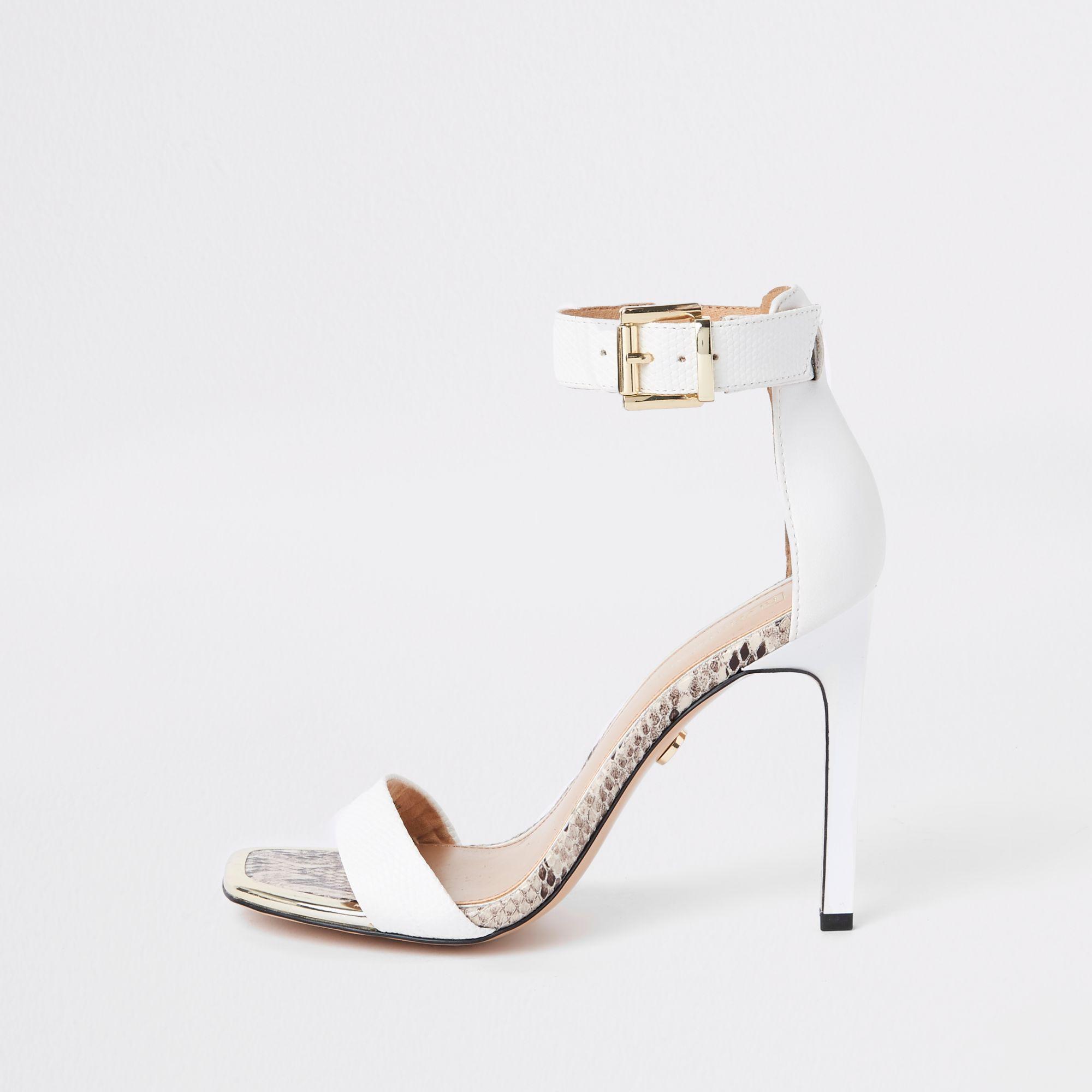 white barely there sandals