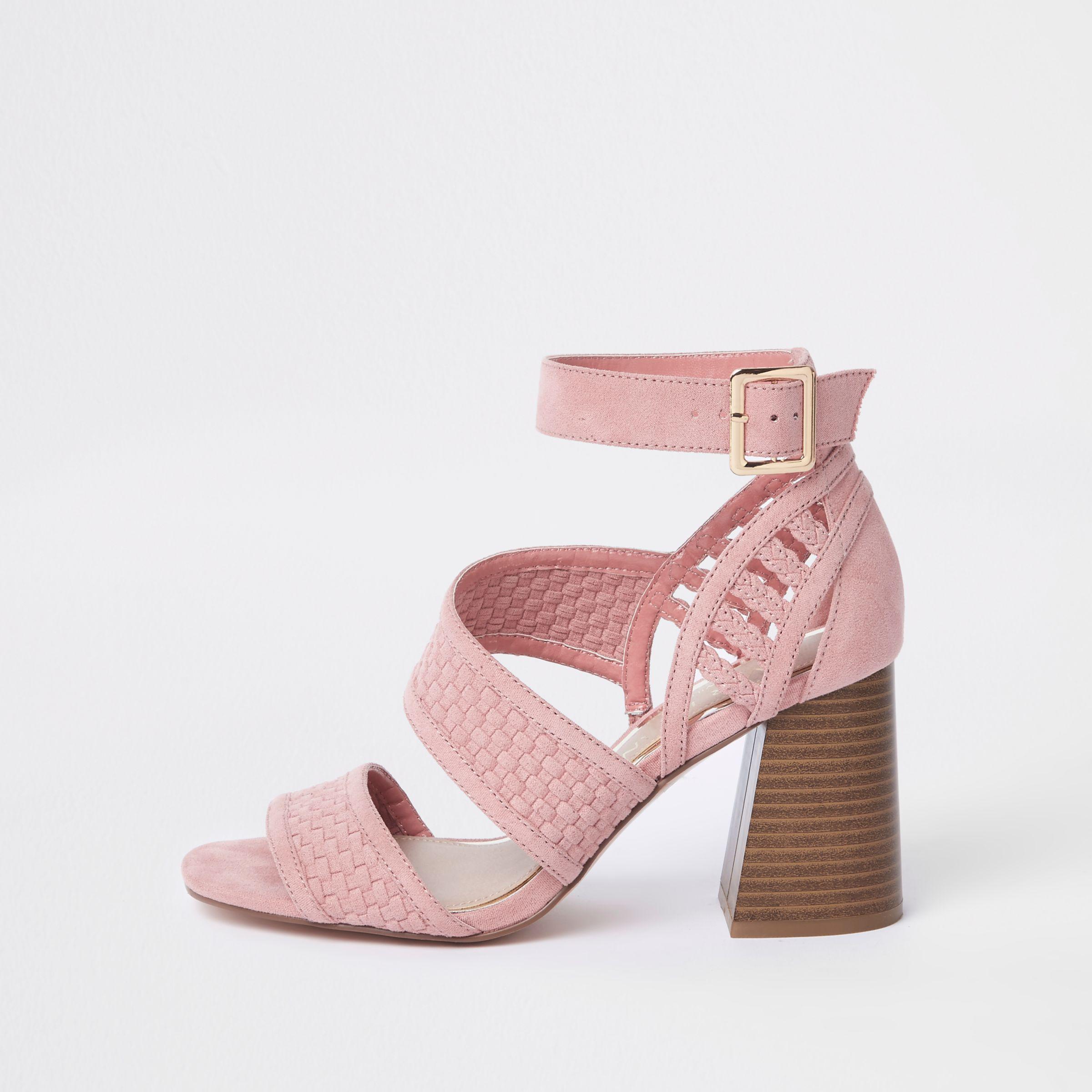 pink wide fit block heels