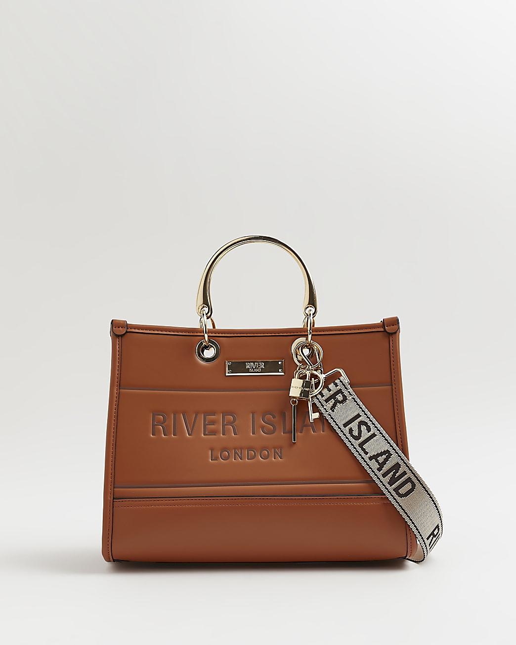 River Island Ri Monogram Embossed Tote Bag in Brown Lyst