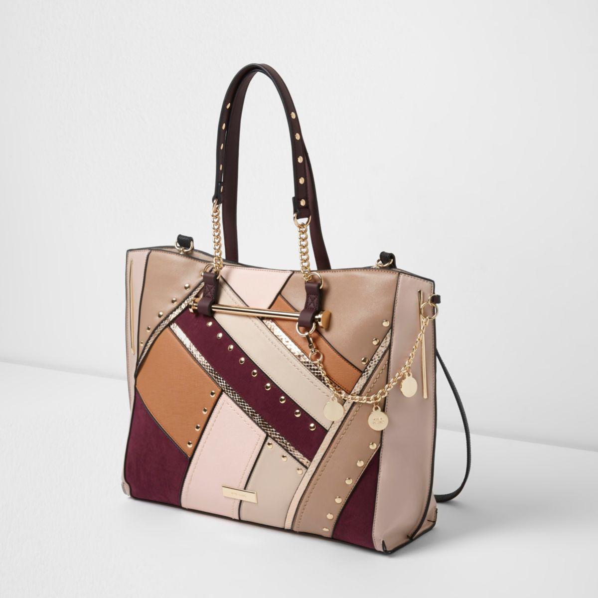 River Island Pink Studded Cutabout Charm Shopper Tote Bag Lyst