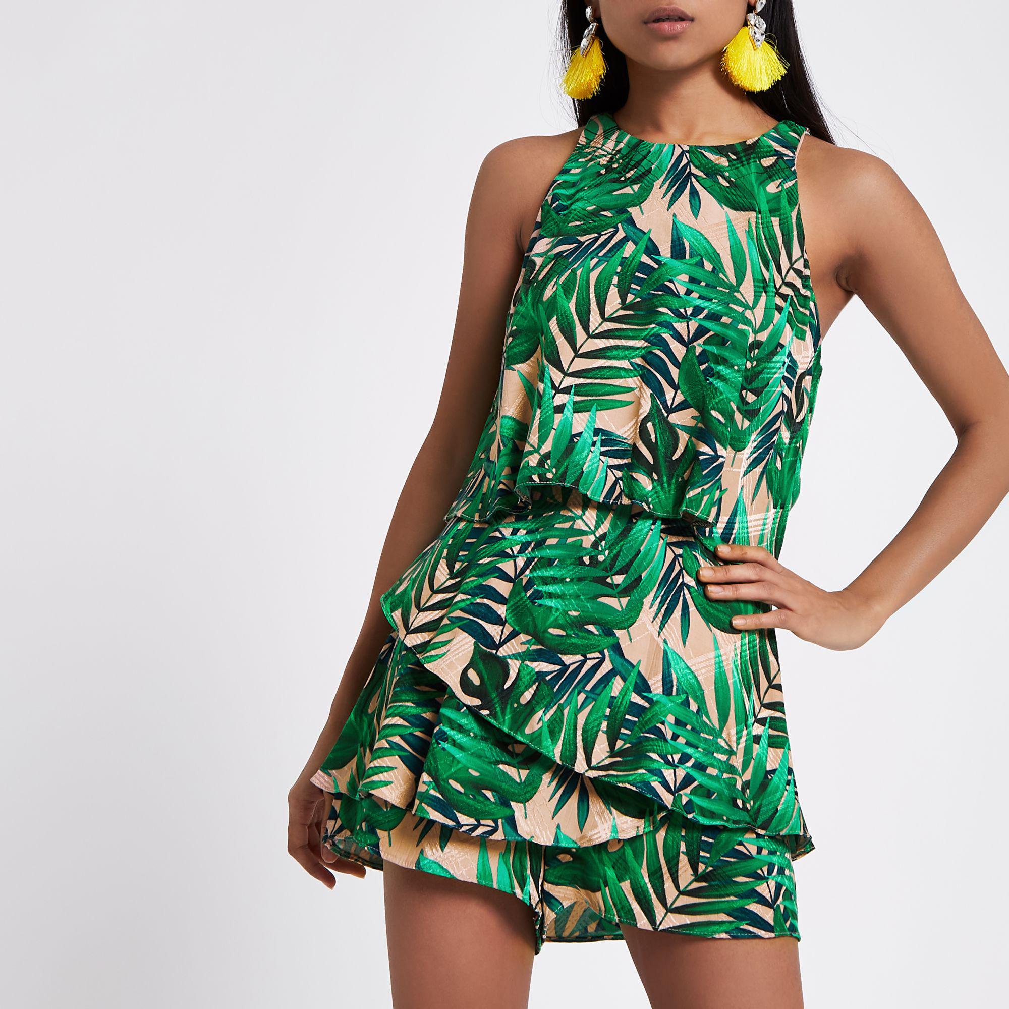 palm leaf playsuit