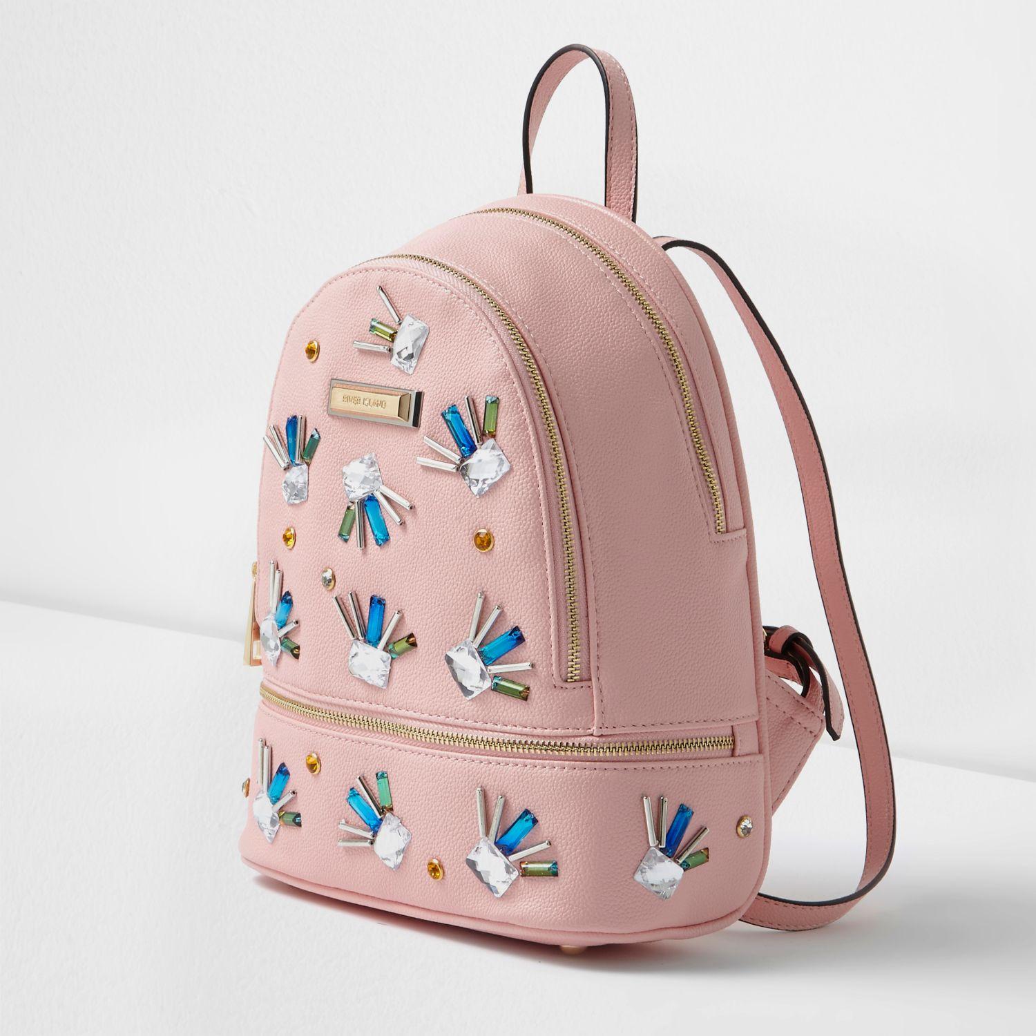 river island pink backpack