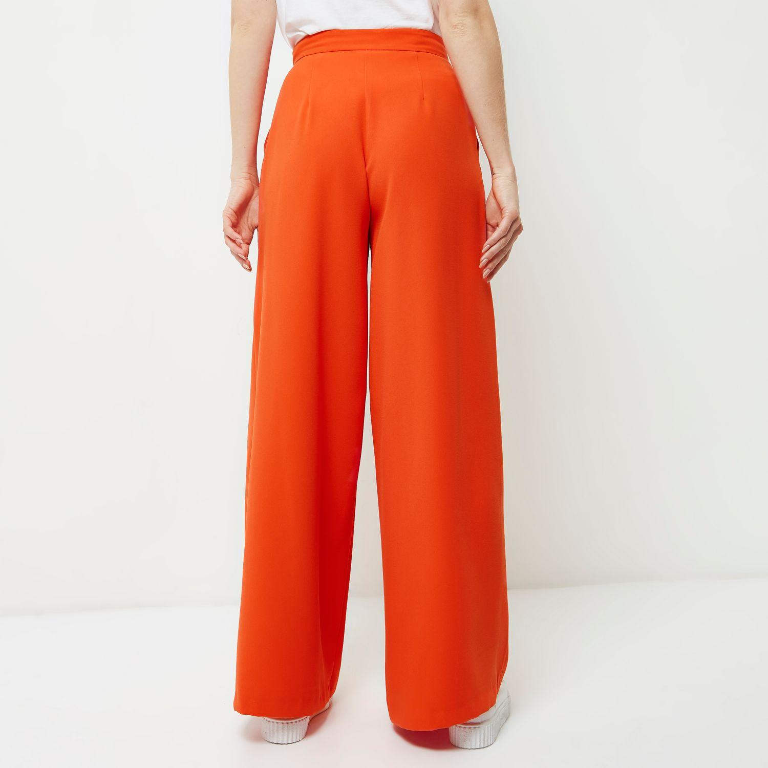 Olalook Women's Orange Belted Woven Viscon Palazzo Trousers PNT-19000169 -  Trendyol