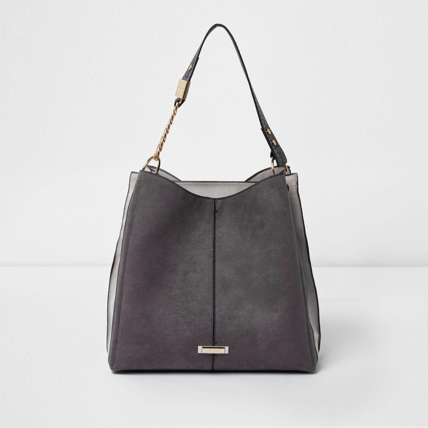 river island grey tote bag