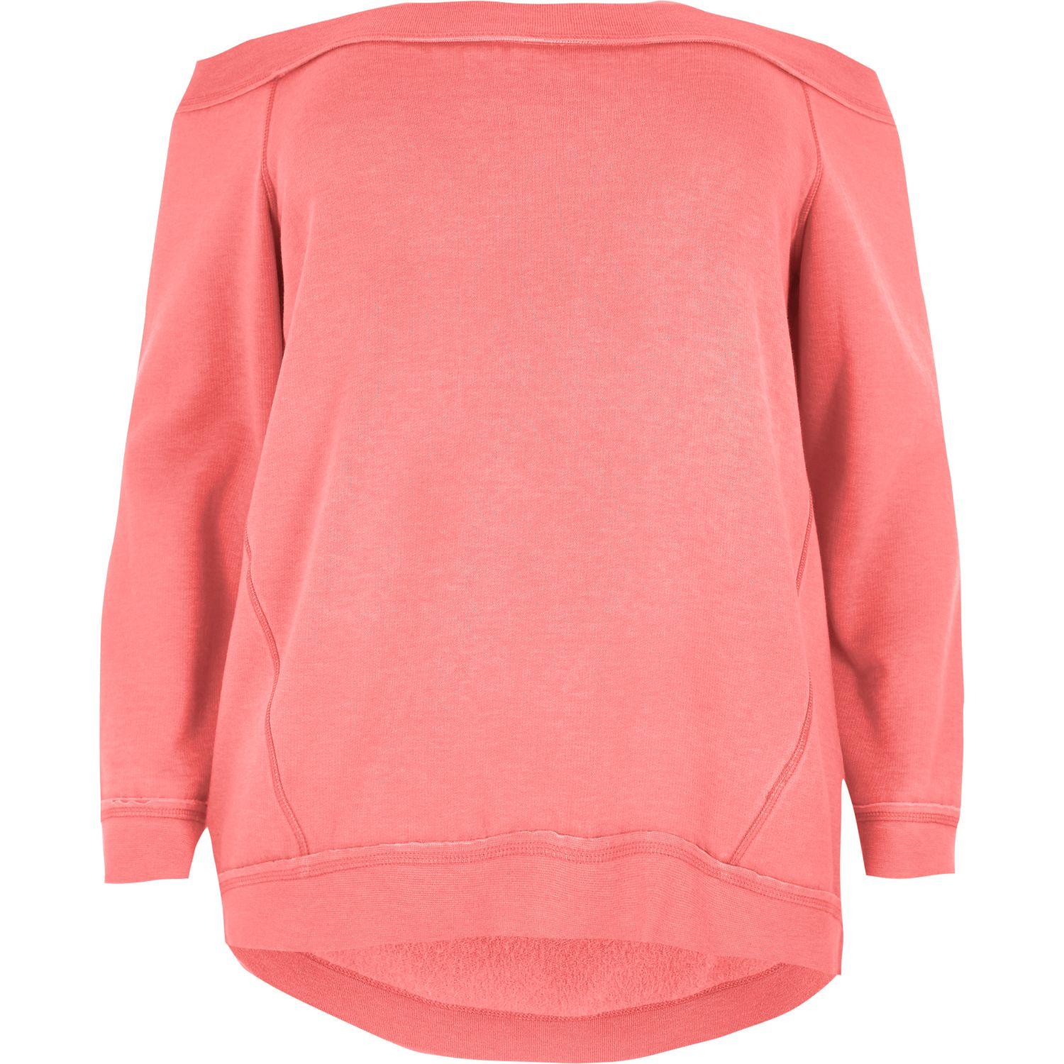 River island Pink Jersey Bardot Sweatshirt in Pink Save 20 Lyst